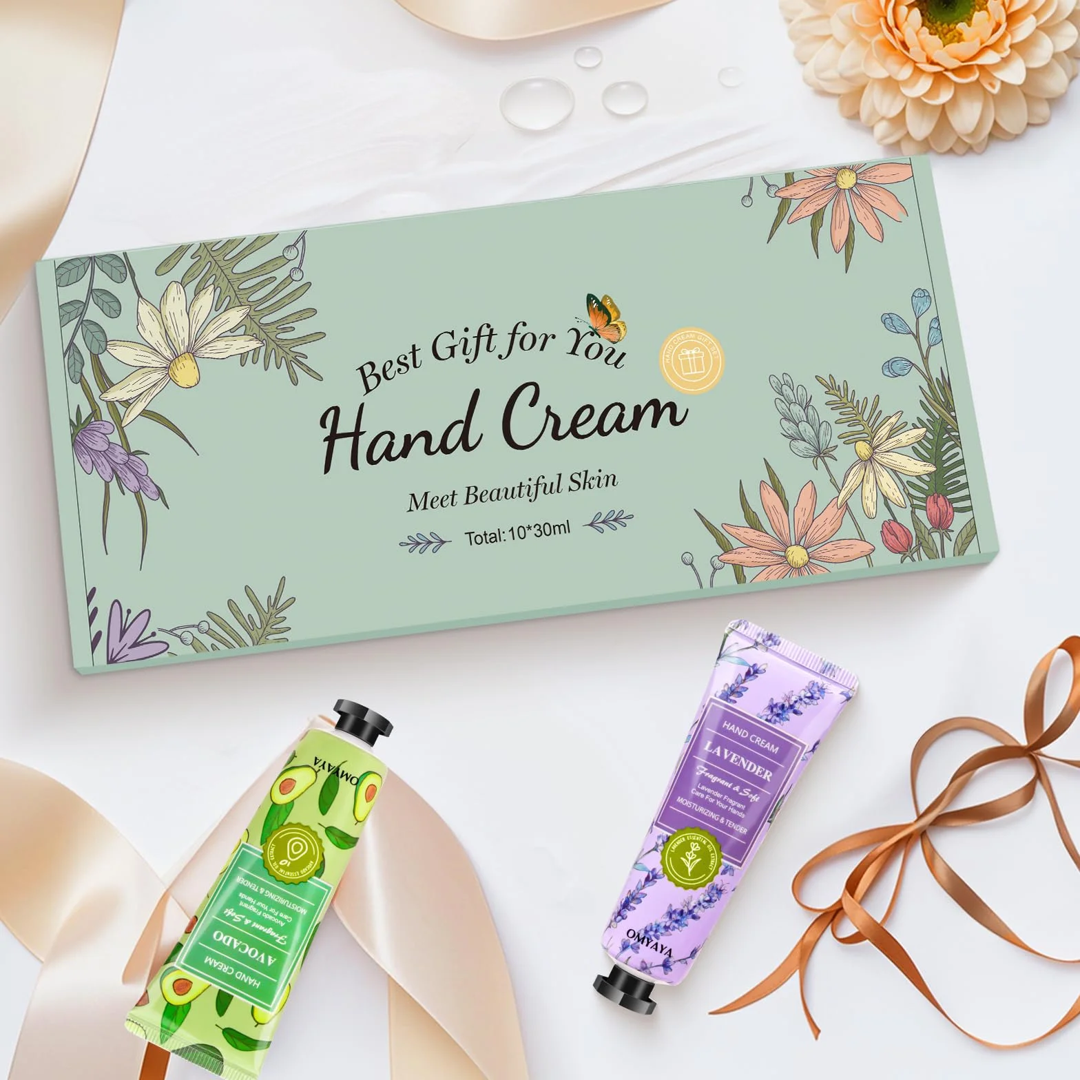 Coffret Cadeau Crème Mains, 10 Lot Mini Crème Hydratante Parfumée, Soin Mains et Pieds, Cadeau Femme Noël Anniversaire