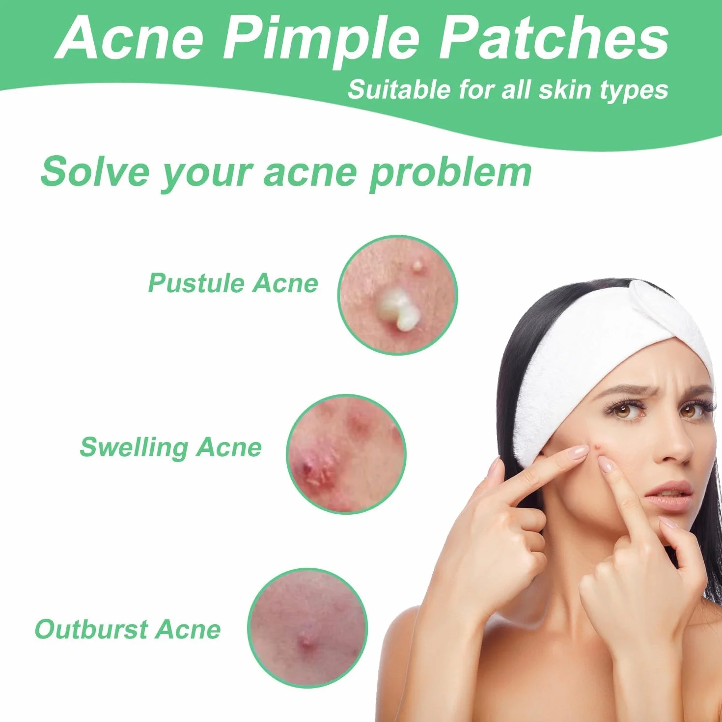 300PCS Acne Pimple Patch Hydrocolloïde Imperméable Invisible 2-En-1 Soins Peau