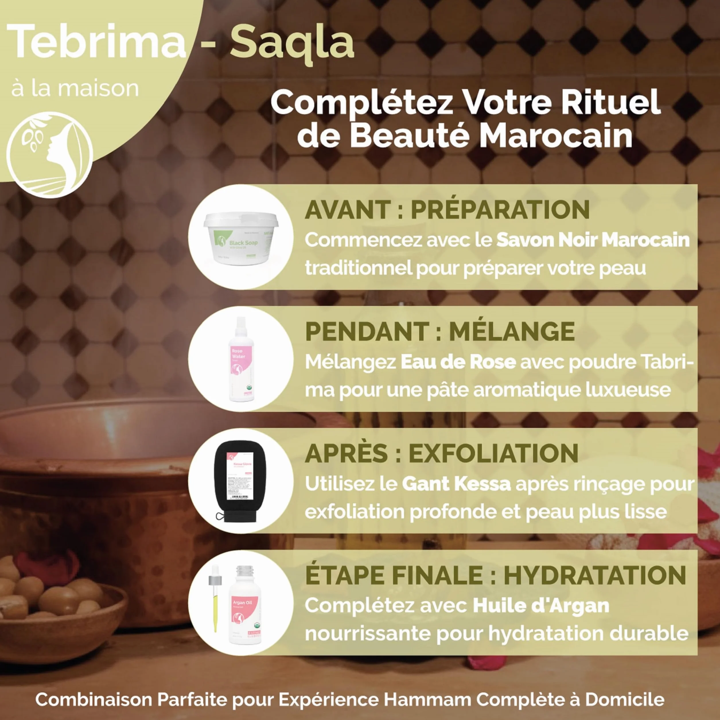 Fatima's Garden Exfoliant Hammam Marocain - Poudre Tabrima/Seqla Authentique pour Peau Douce et Éclatante - 150g