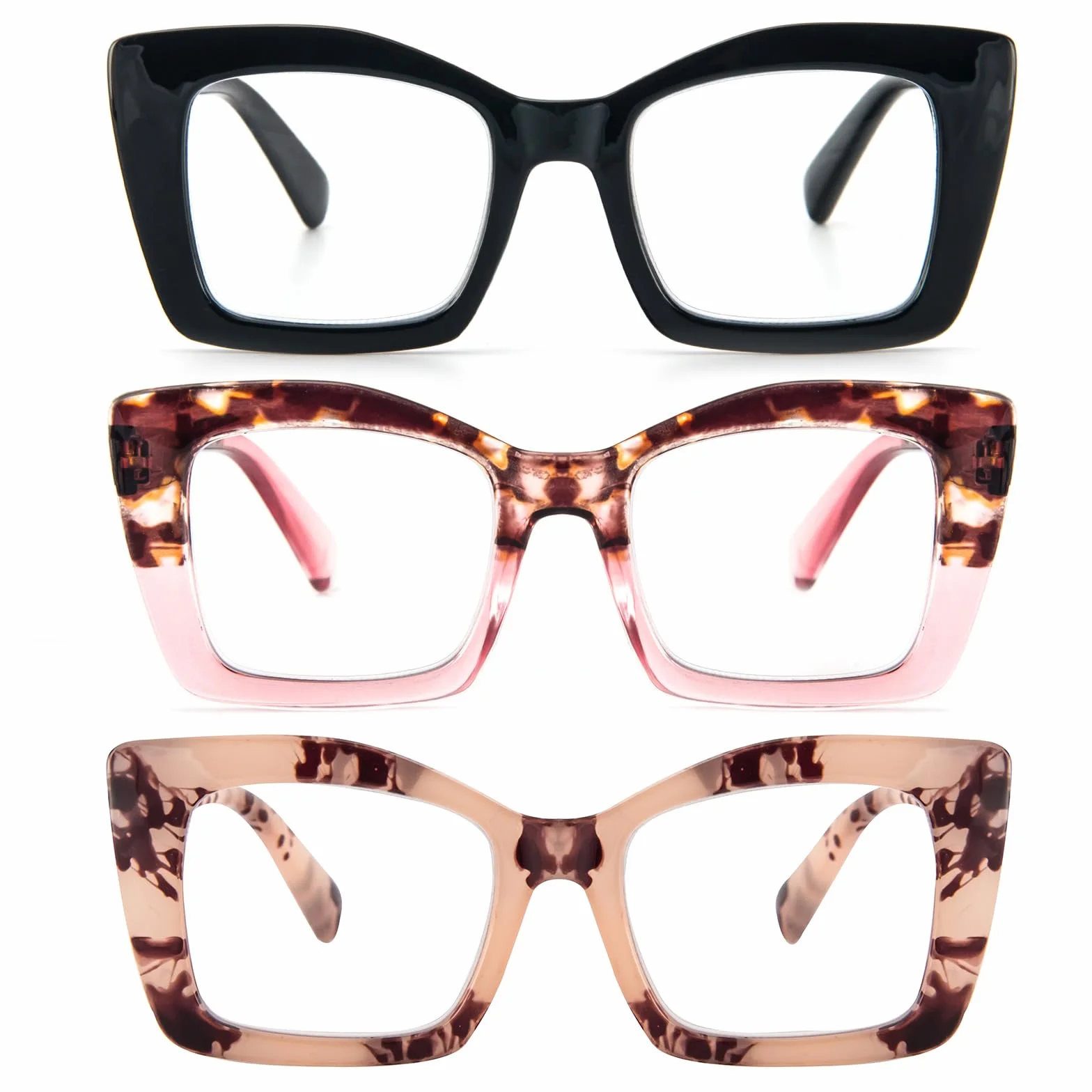 KoKoBin Oprah Lunettes de lecture carrées surdimensionnées pour femmes avec charnières à ressort