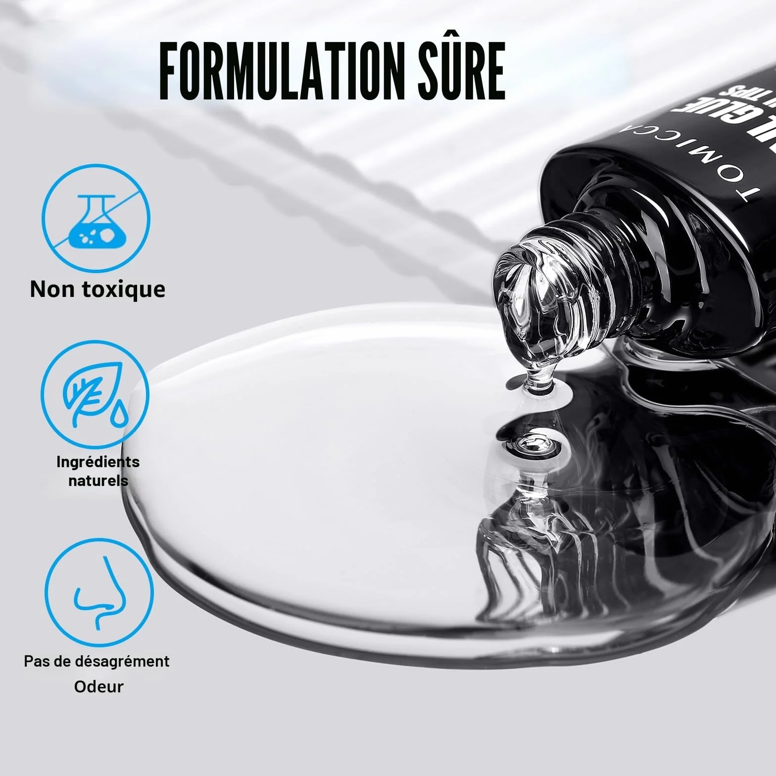 TOMICCA Colle à Faux Ongles Extra Forte 6 en 1 Gummy Base Pose Americaine 8ML