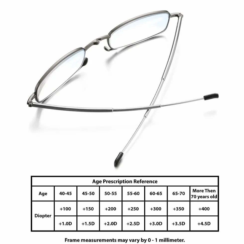 JOX Lunettes de lecture pliantes anti-lumière bleue avec étui compactes homme femme Gun Metal