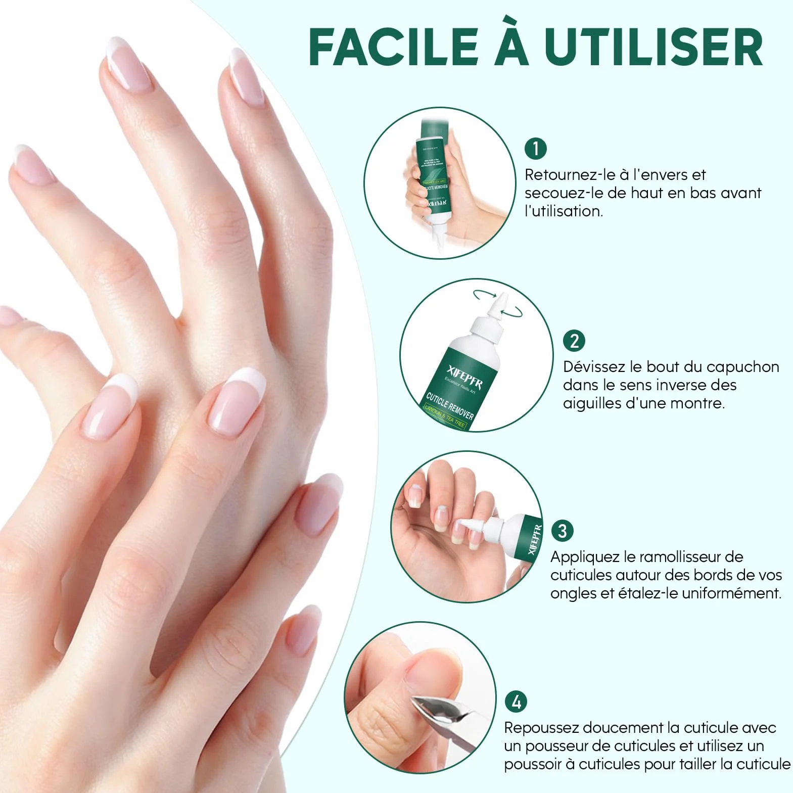 Crème Remover de Cuticules 250ml Adoucissant Cuticules Liquide Décapant Instantané Ongles Pro Enlève Cuticules Senteur Romarin