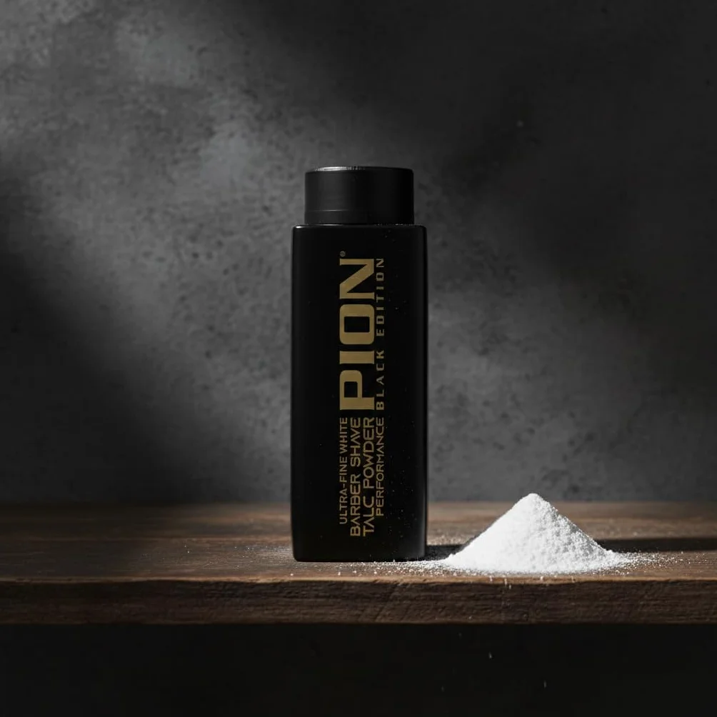 Pion Barber Shave Talc Powder Black Edition Poudre blanche ultra fine rasage douceur 180 g