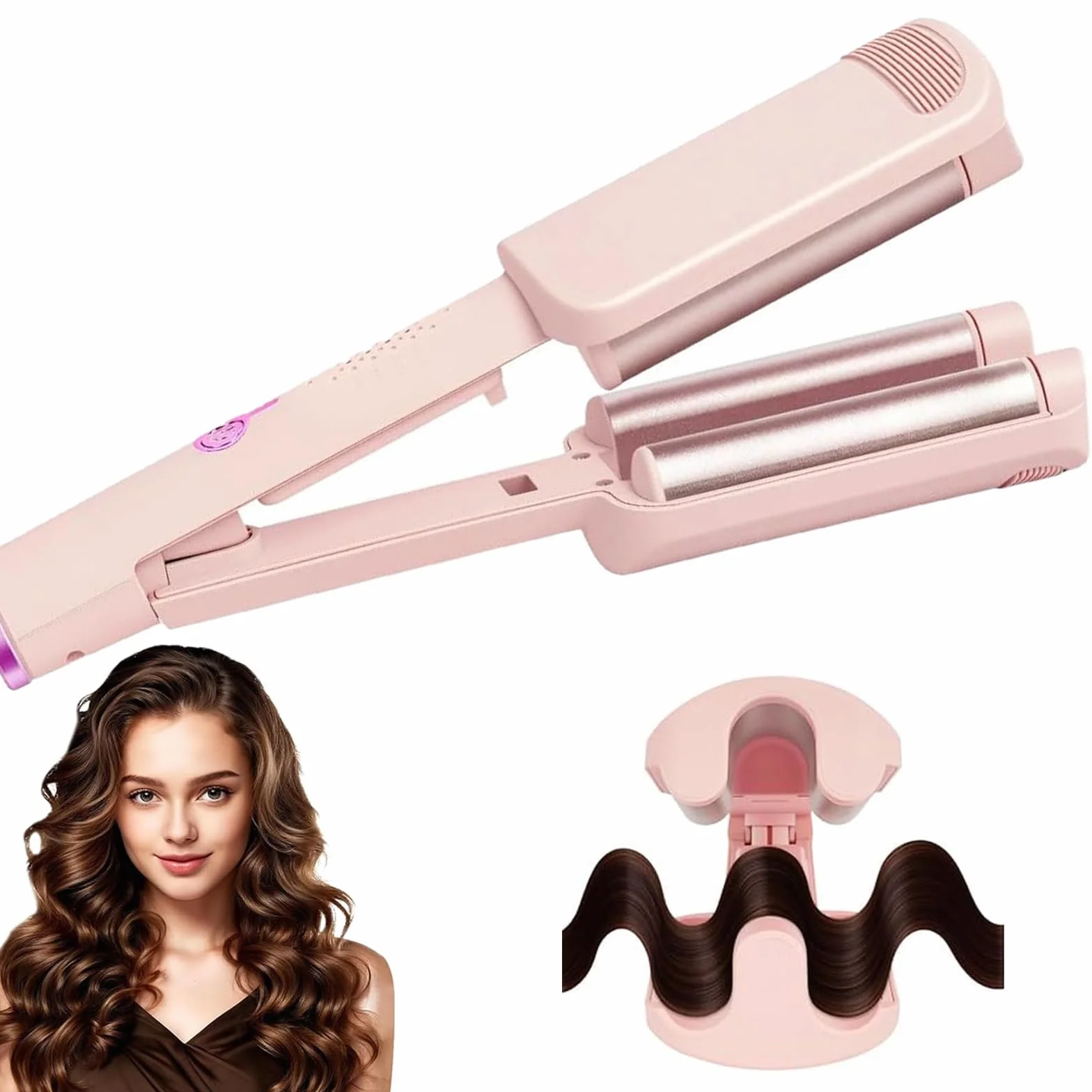 32MM Ferro Arricciacapelli per Onde, Ionica Ceramica Piastra Arricciacapelli, Onde Francesi Styling dei Capelli per Capelli Grandi Ricci Adatto (160℃-220℃)