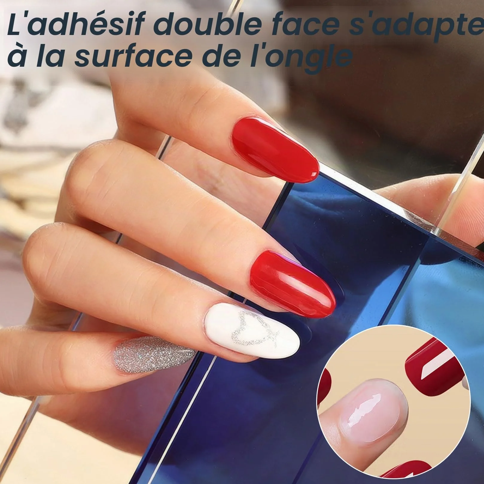 Tampons Colle Faux Ongles Autocollants Adhésifs 600 Pièces Transparents pour Nail Art