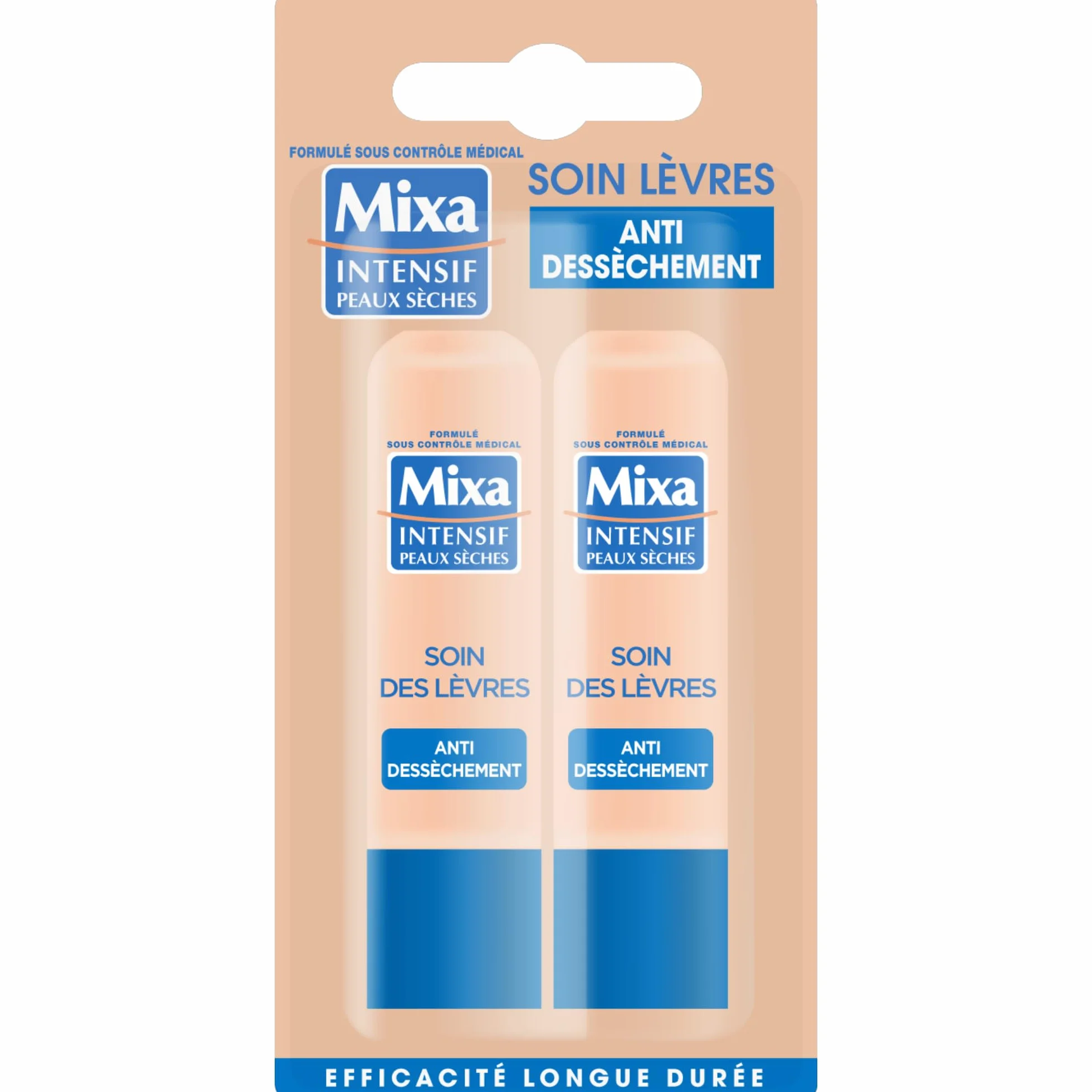 Mixa Intensif Peaux Sèches Soin des Lèvres Antidessèchement 4.7 ml x2