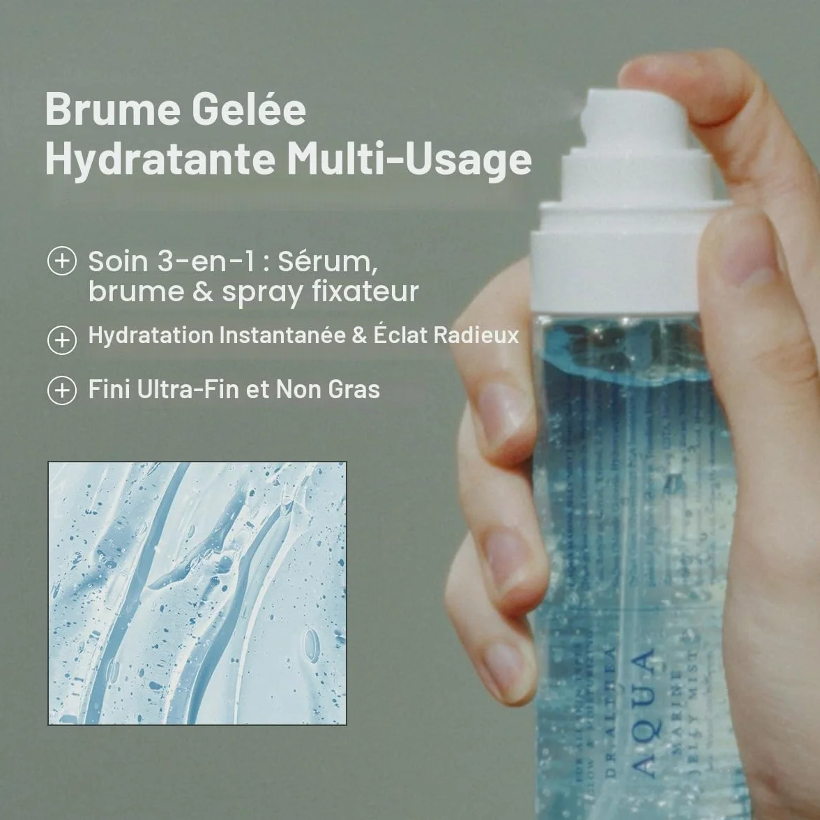 Dr.Althea Aqua Marine Jelly Mist | Brume Hydratante Visage Ultra-Fine | Sérum au PDRN et Triple Acide Hyaluronique pour un Éclat Naturel | Soin Coréen Vegan, 100 ml