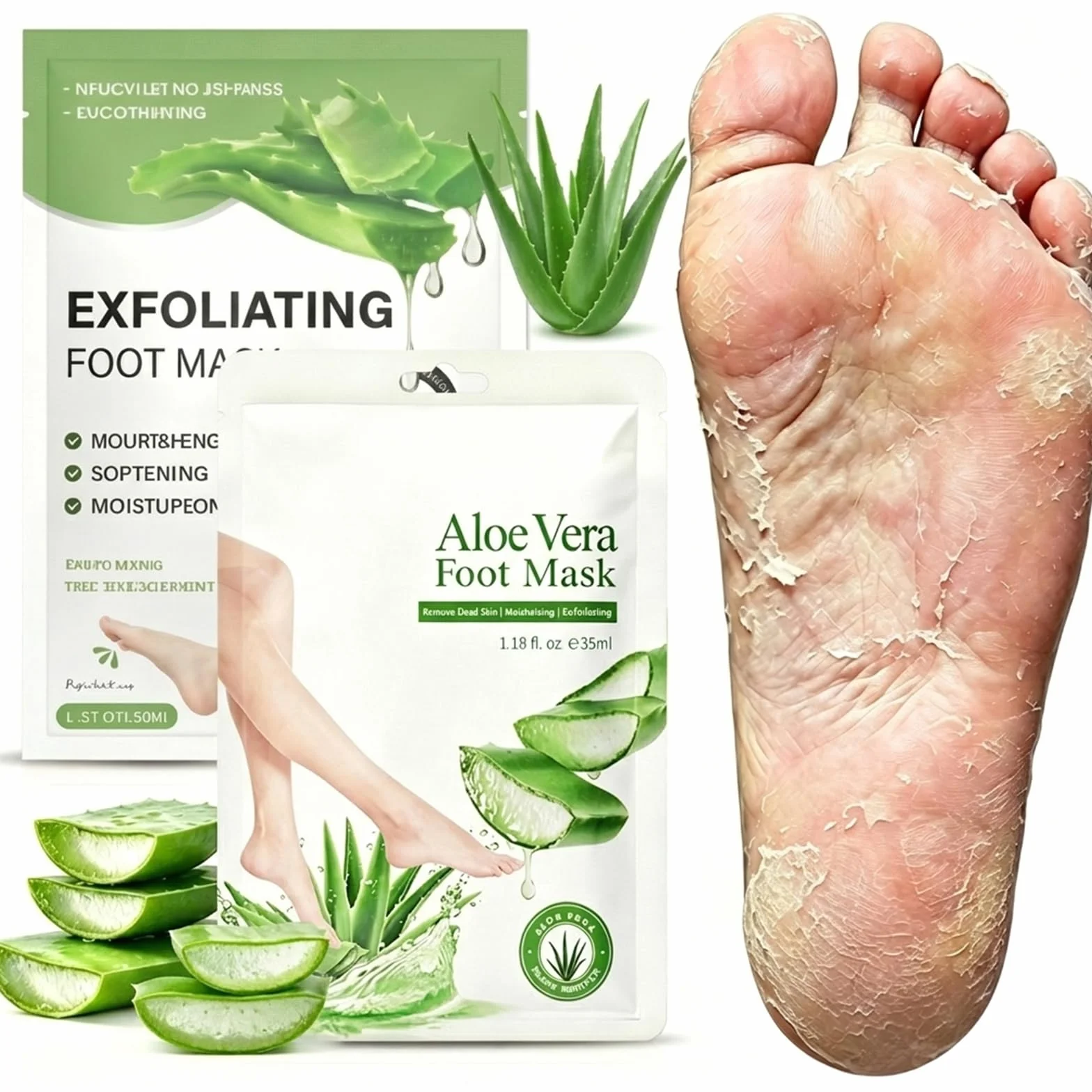 Chaussettes Exfoliantes Pedi-Peeling pour Peaux Sèches, Gommage Callus Soin Peau Morte, Hydratant et Nourrissant, Aloe Vera