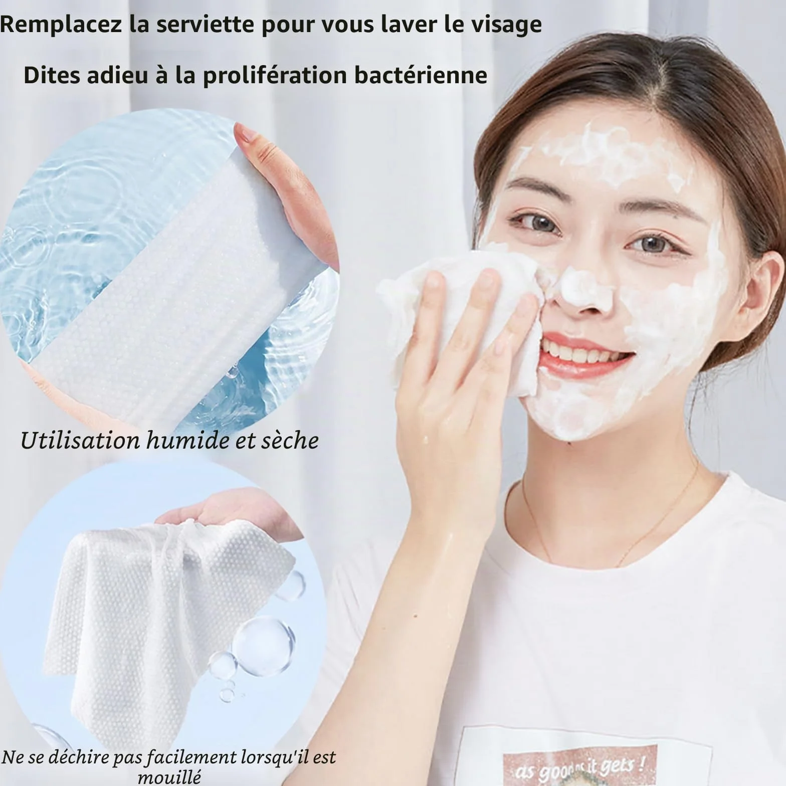 Serviettes jetables en coton doux lot de 100 pour lavage séchage nettoyage visage soins peau démaquillage
