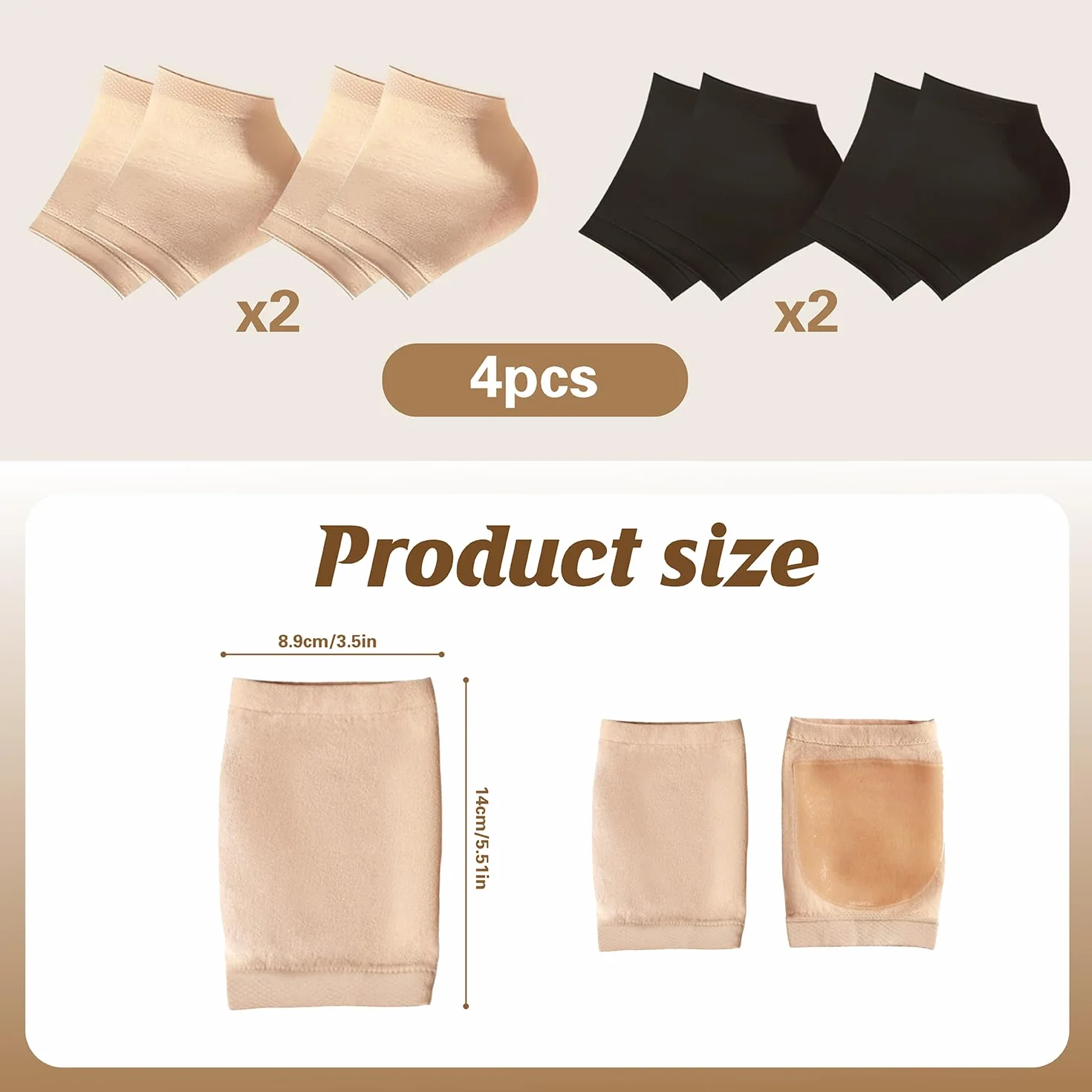 Chaussettes Hydratantes pour Talons en Gel Réutilisables - Traitement Talons Secs et Crevassés (Noir, Kaki)