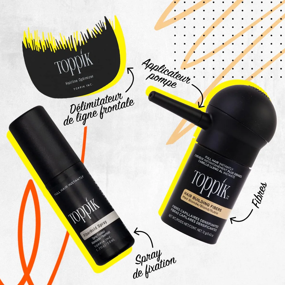TOPPIK Fibres Capillaires Densifiantes Kératine Brun Cheveux Aspect Naturellement Epais