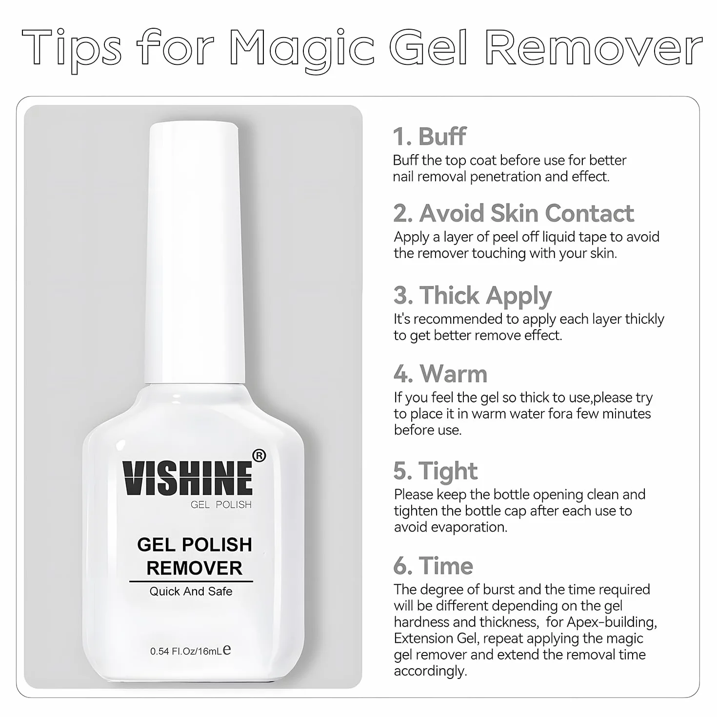 Vishine Dissolvant pour Vernis Gel Semi Permanent – Retrait Rapide 3-5 Minutes, 16 ml