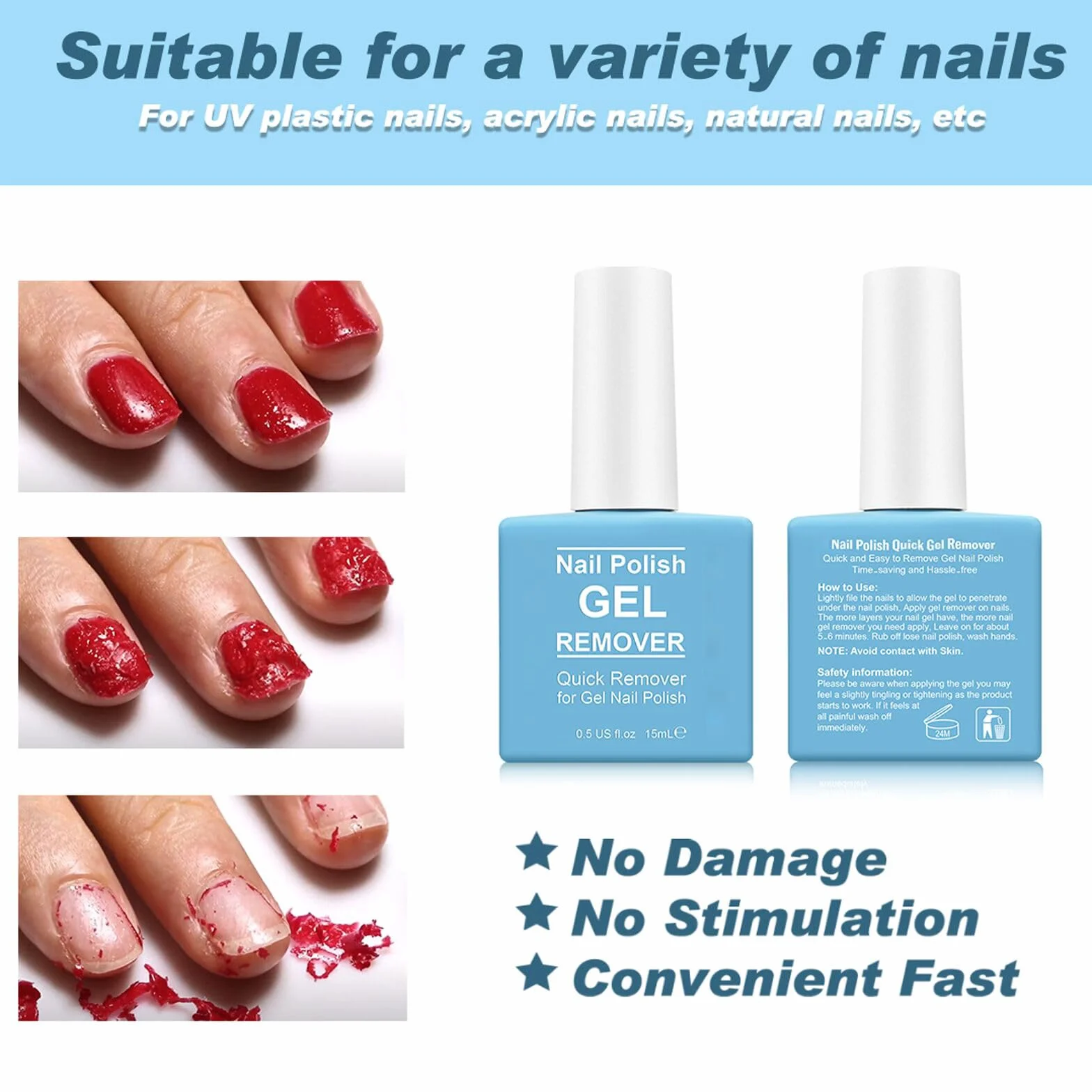 Dissolvant de Vernis à Ongles en Gel Paquet de 2, Gel Remover Professionnel