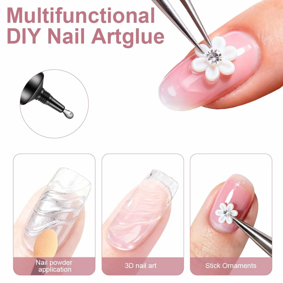 LOPHE Gel à Ongles 3D Multifonction avec 6 Poudres Chromées et 15 ML Gel Sculptant pour Nail Art