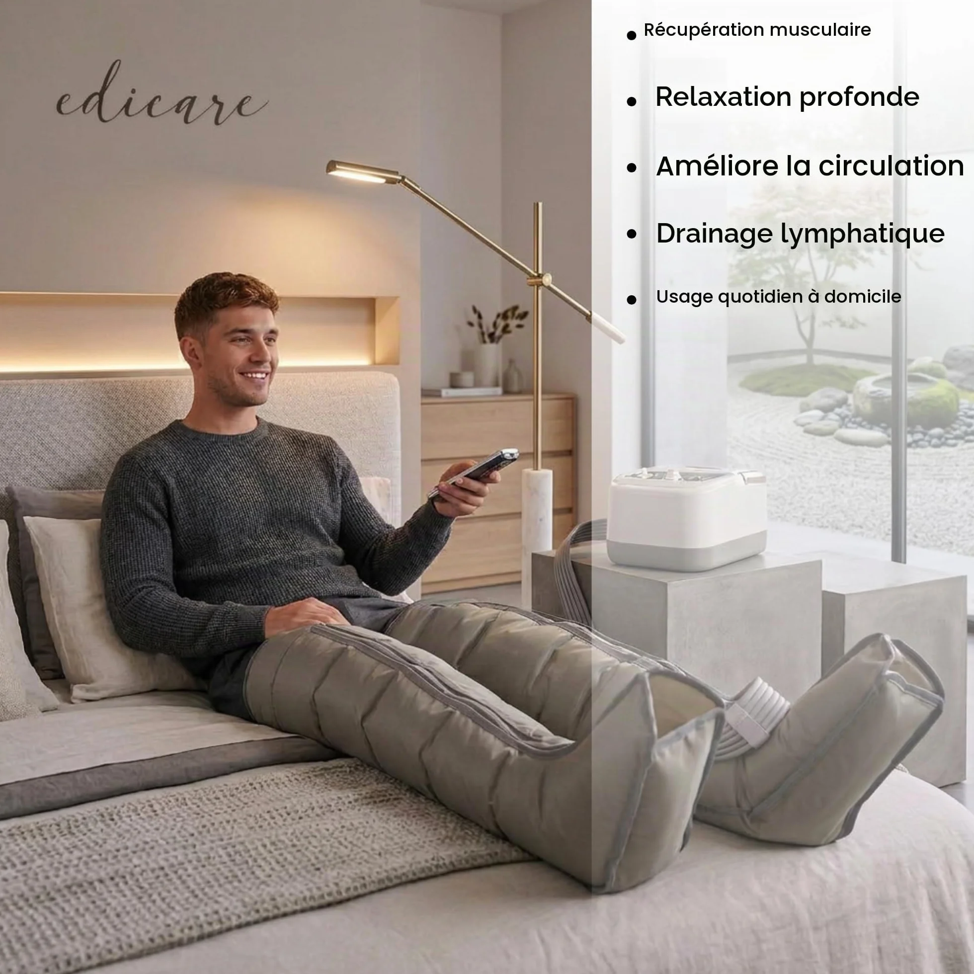 Edicare Bottes Pressothérapie Drainage Lymphatique Appareil Massage Jambes Pieds Fatigués