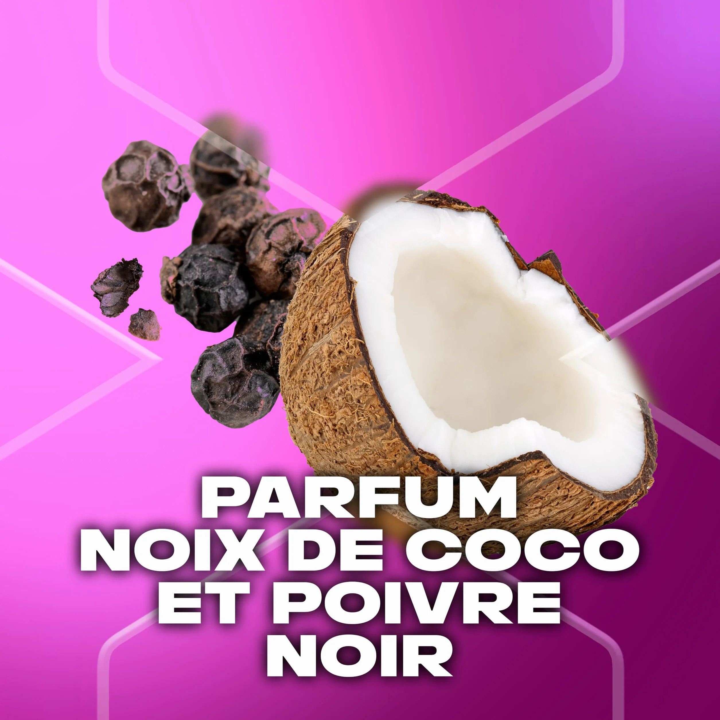 AXE Gel Douche Homme 5en1 Provocation 400ml Parfum noix de coco et poivre noir 24h Hydratant