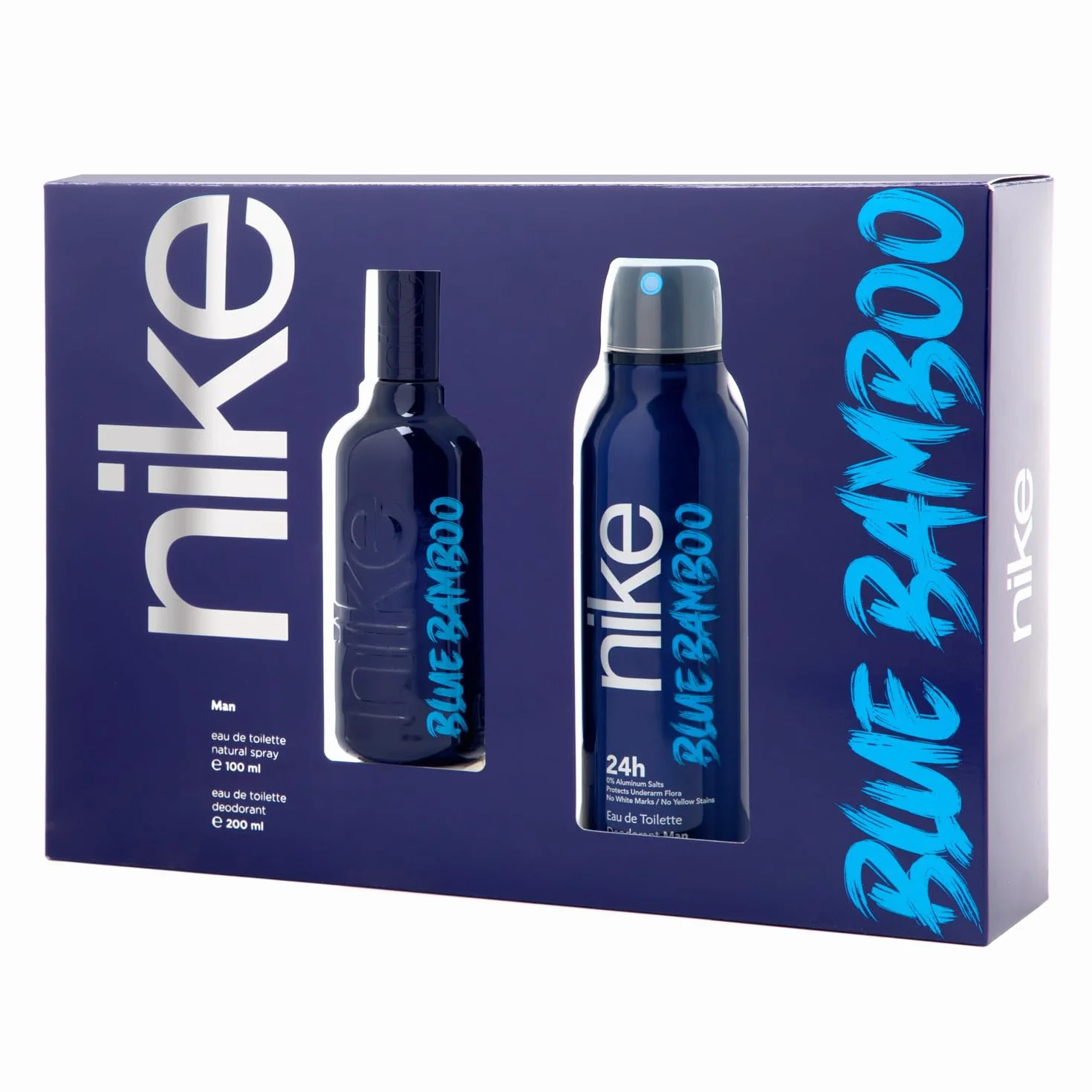 NIKE - Blue Bamboo Eau de Cologne pour homme 100 ml, Pack de 2, Parfum en spray 200 ml, Eau de toilette naturelle et masculine, Arôme boisé fruité, Parfum frais