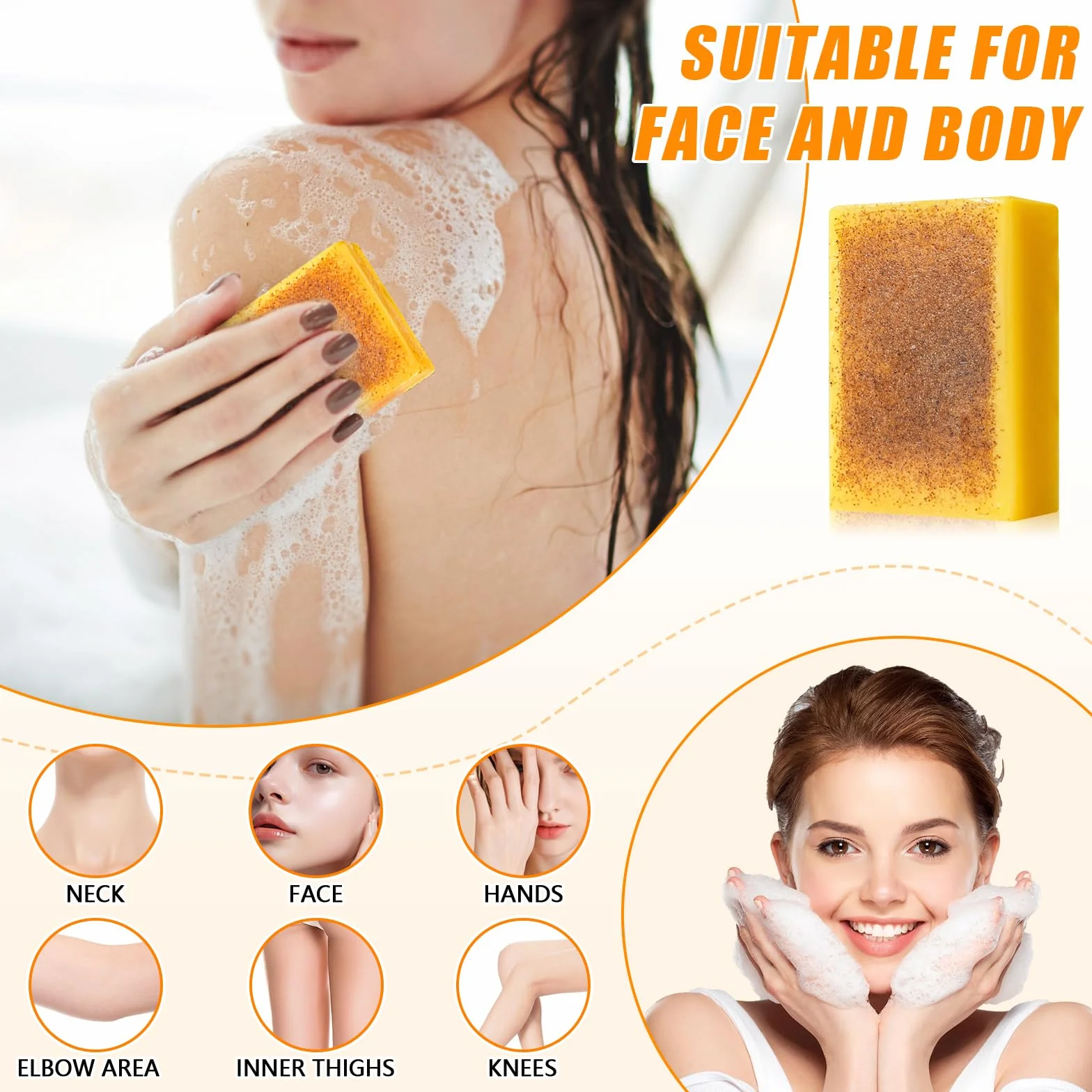 Savon au curcuma au citron éclaircissant nettoyage en profondeur peau lisse acide kojique visage corps