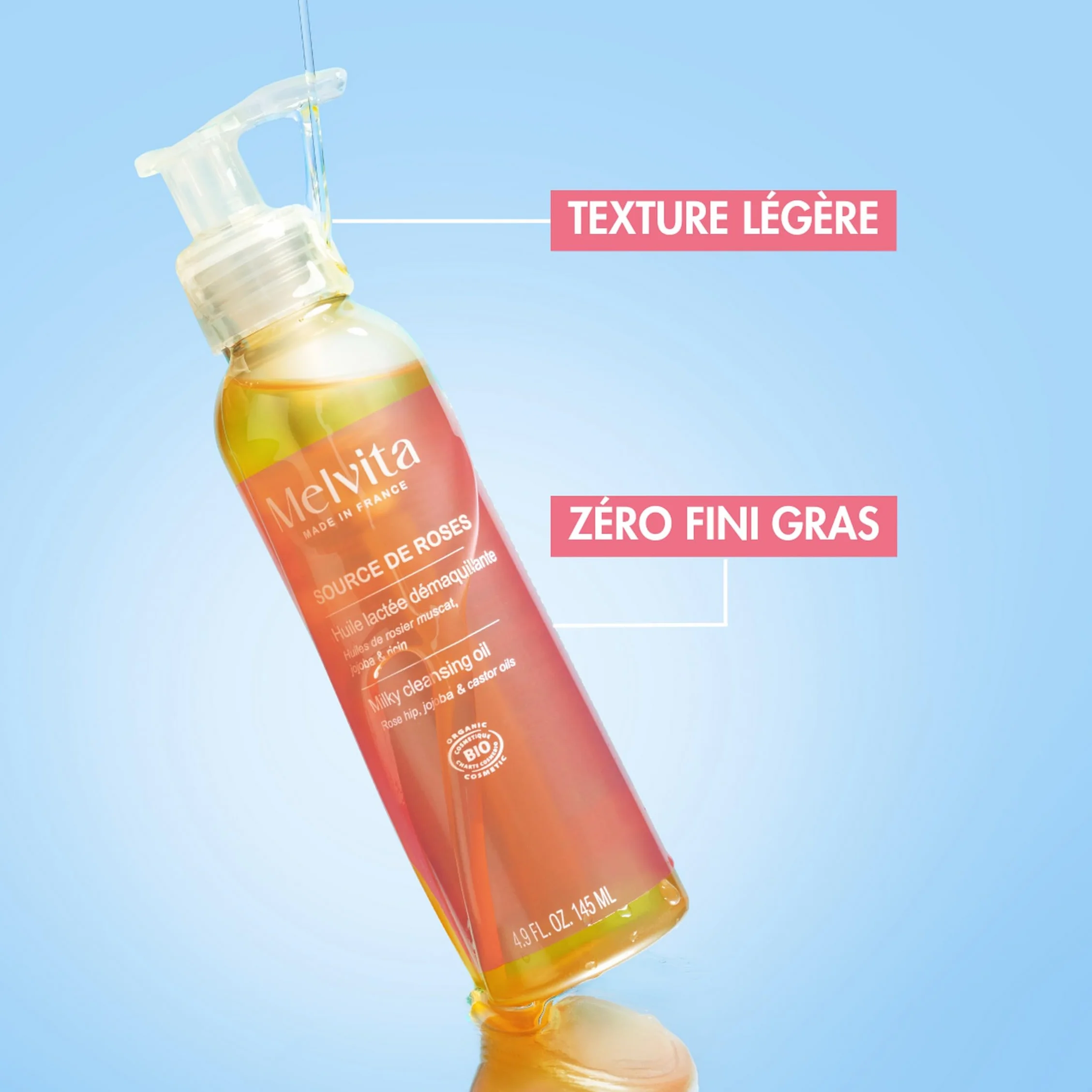 Melvita Huile Démaquillante Source de Roses 145 ml