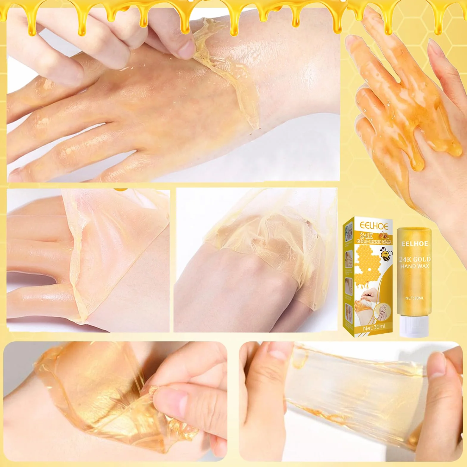 Honey Hand Mask, 24k Gold Hand Mask, Peeling Hand Mask, Hydratant Réparation