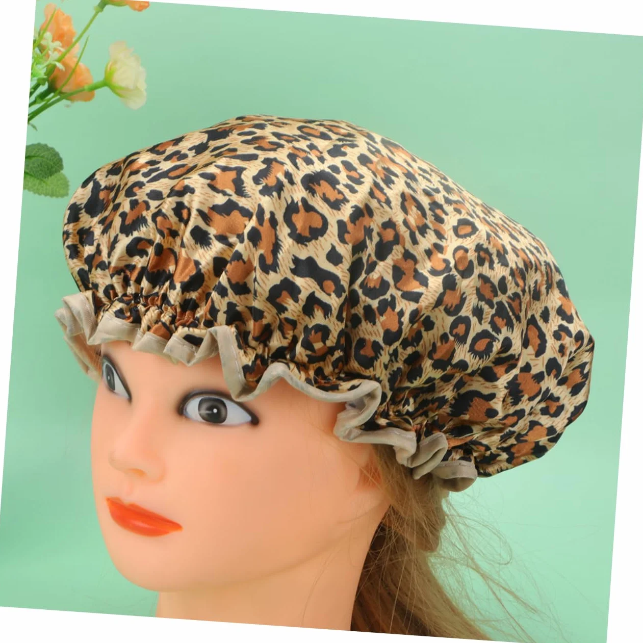 Beaupretty Bonnet De Douche Imperméable Double Couche En Peva Lot De 2 Imprimé Léopard Protection Cheveux