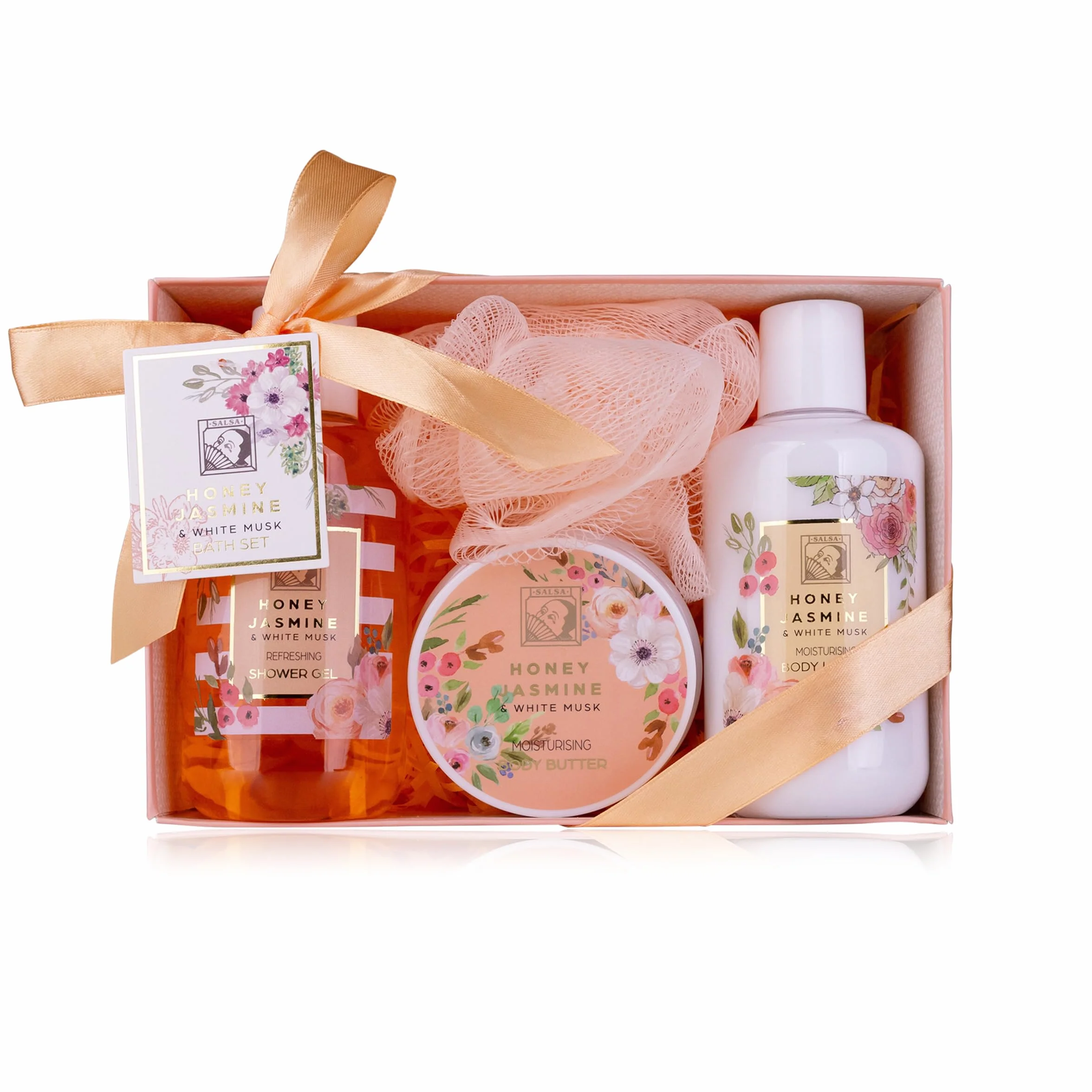 Accentra Set cadeau de douche HONEY JASMINE 4 pièces gel douche lotion beurre corps
