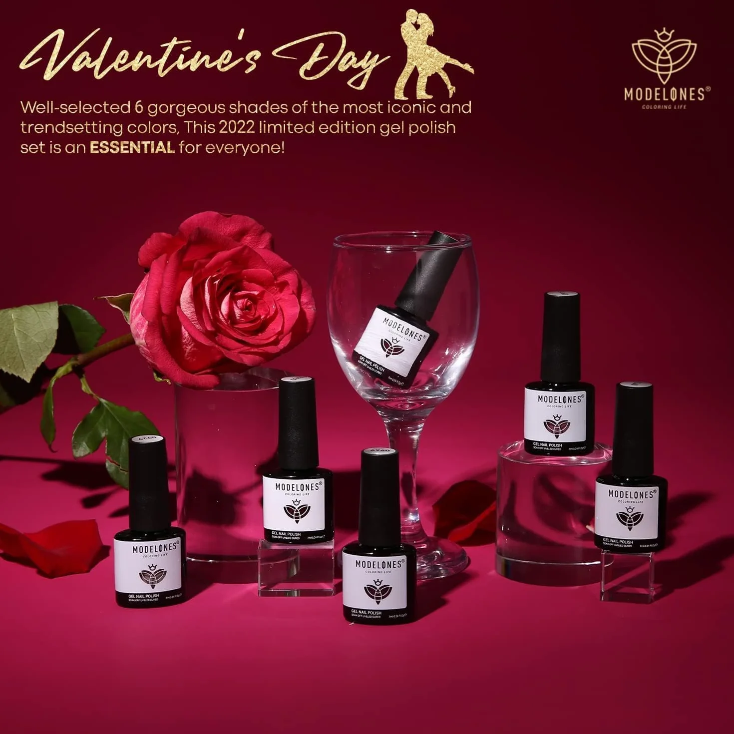 Modelones Vernis à Ongles Semi Permanent 6 Couleurs Soak Off Gel UV avec Boîte Cadeau Nail Art Kit Manucure