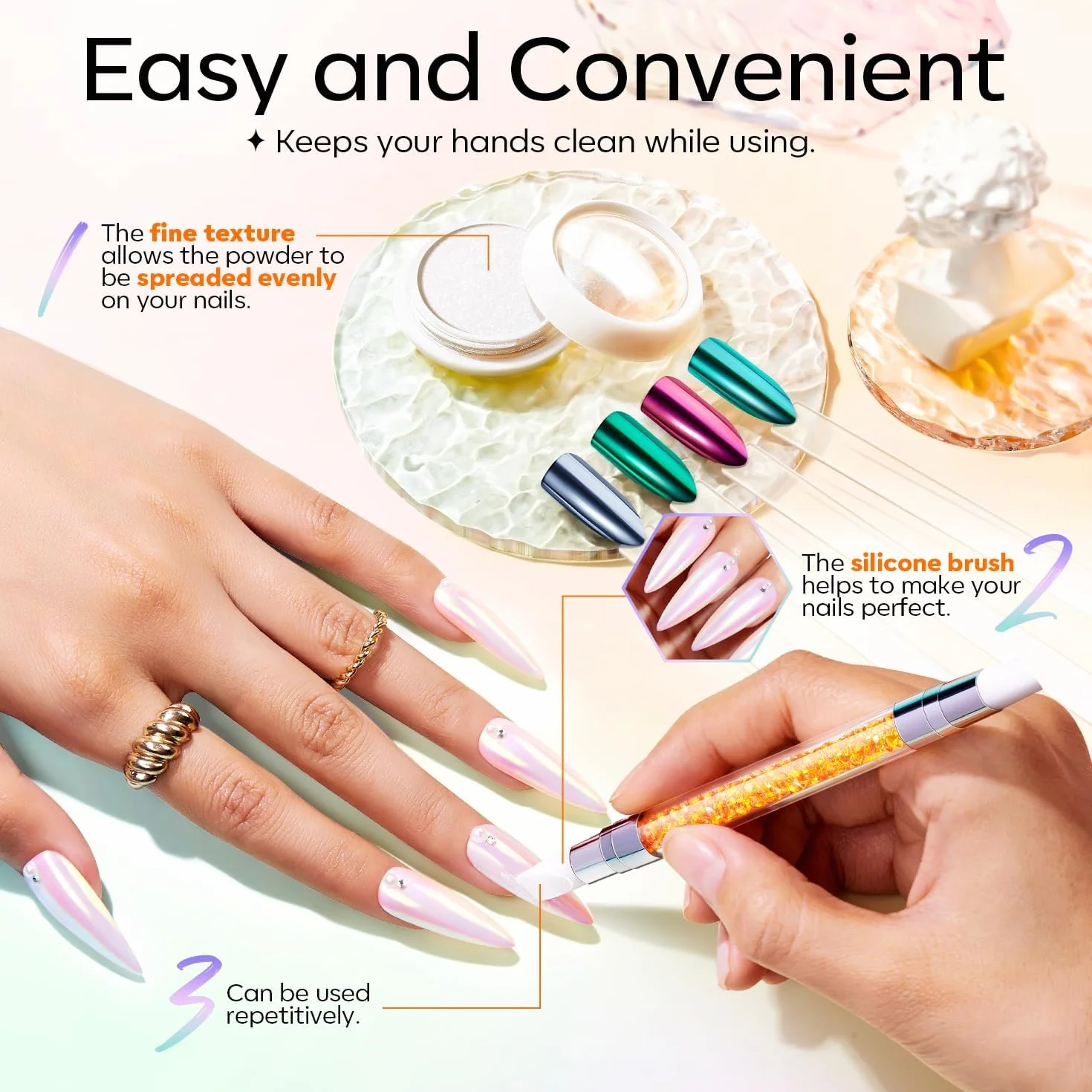 Modelones Lot de 13 poudres à ongles chromées - Poudre à paillettes pour ongles