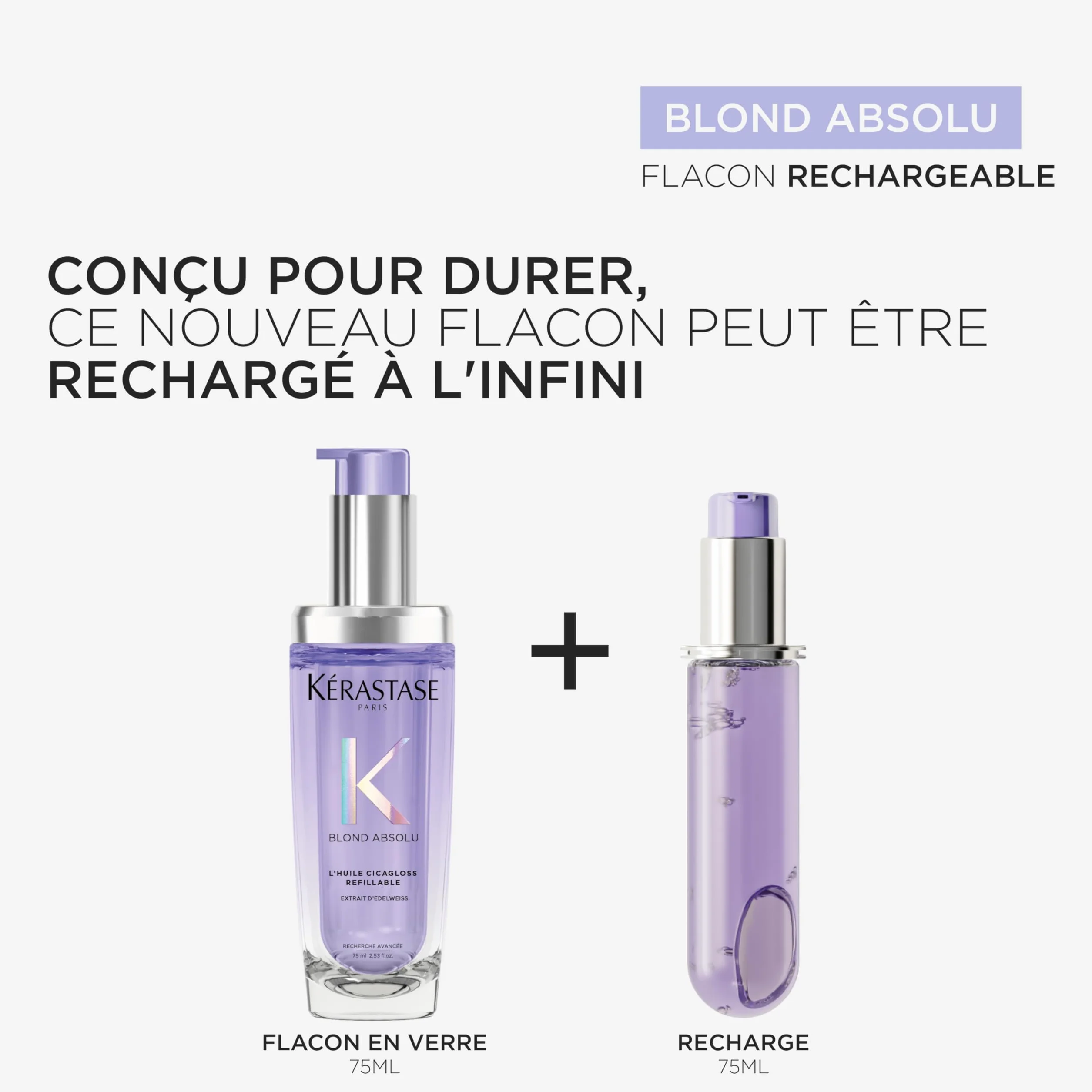 KÉRASTASE Blond Absolu L'Huile Cicagloss Rechargeable Huile Capillaire Brillance Multi-Usage Soin Thermo-Protecteur Sans Rinçage Cheveux Blonds