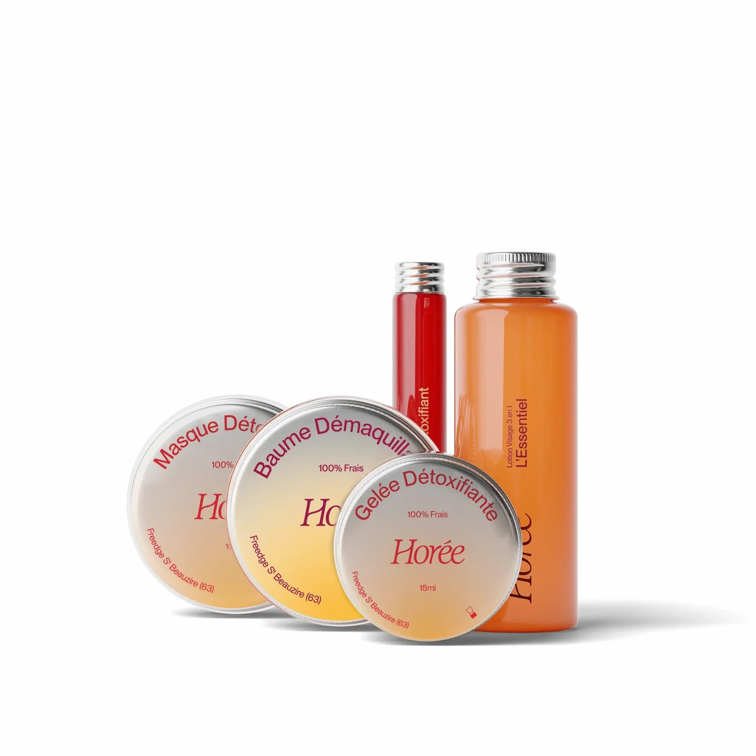 HORÉE - Coffret Cadeau - 5 Soins Visage Détoxifiants - Purifie & Rééquilibre - Baume Démaquillant + Lotion 3-en-1 +Masque +Sérum + Gelée -100% Frais & Origine Naturelle - Vegan -Peaux Mixtes À Grasses