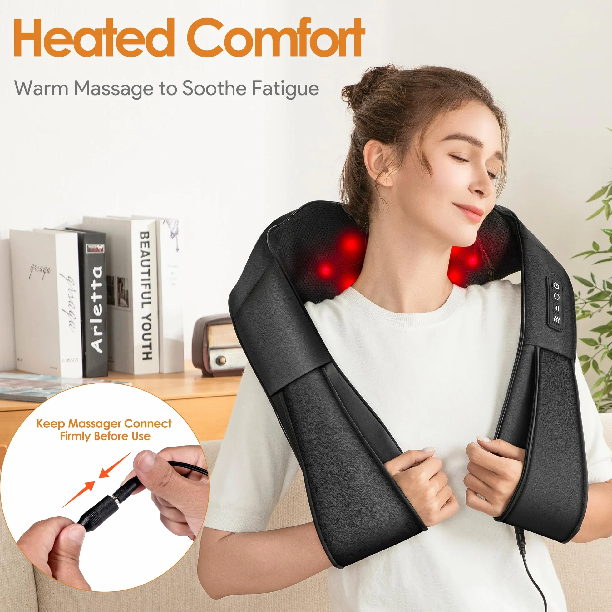 Brelley Masseur Dos et Cervicales Thermique 3D, Cuir Pu, Cadeaux Hommes Femmes