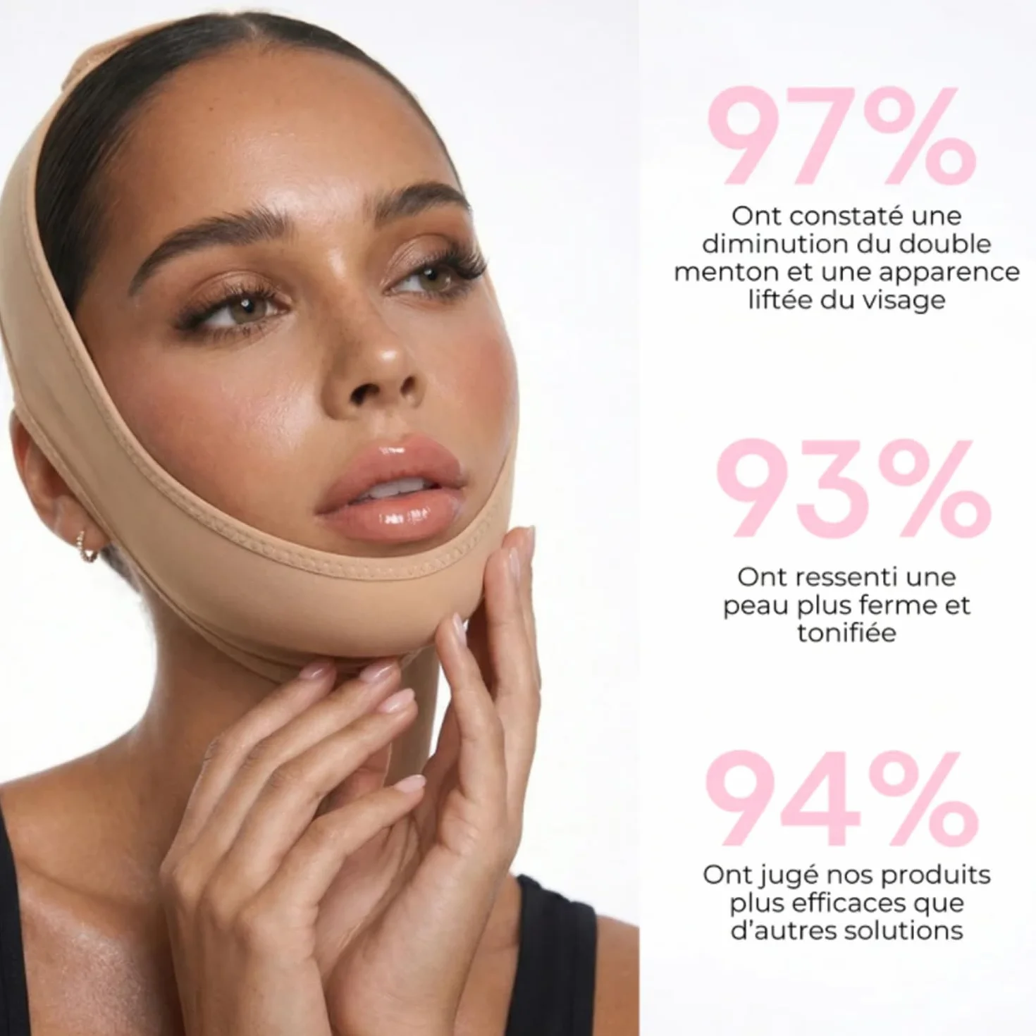 Gaine Sweetlifty Visage – Contour Du Visage Et Menton, Soutien Pour La Mâchoire, Tissu Respirant Pour Un Port Quotidien, Accessoire De Soin Du Visage (Pelle naturale, S)