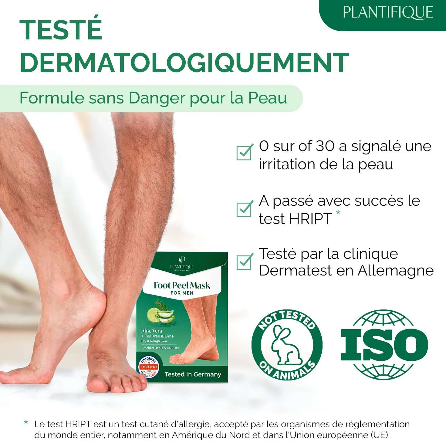 PLANTIFIQUE Masque Pied Peeling Hommes 2 Paires Chaussette Exfoliante Pieds très Secs et Abîmés Gommage Callus Soin Peau Morte