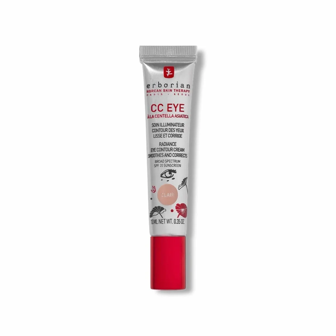 Erborian CC Eye Crème Contour des Yeux Centella Asiatica Soin Hydratant Illuminateur Correcteur Teinté SPF 20 Lisse Corrige Cernes