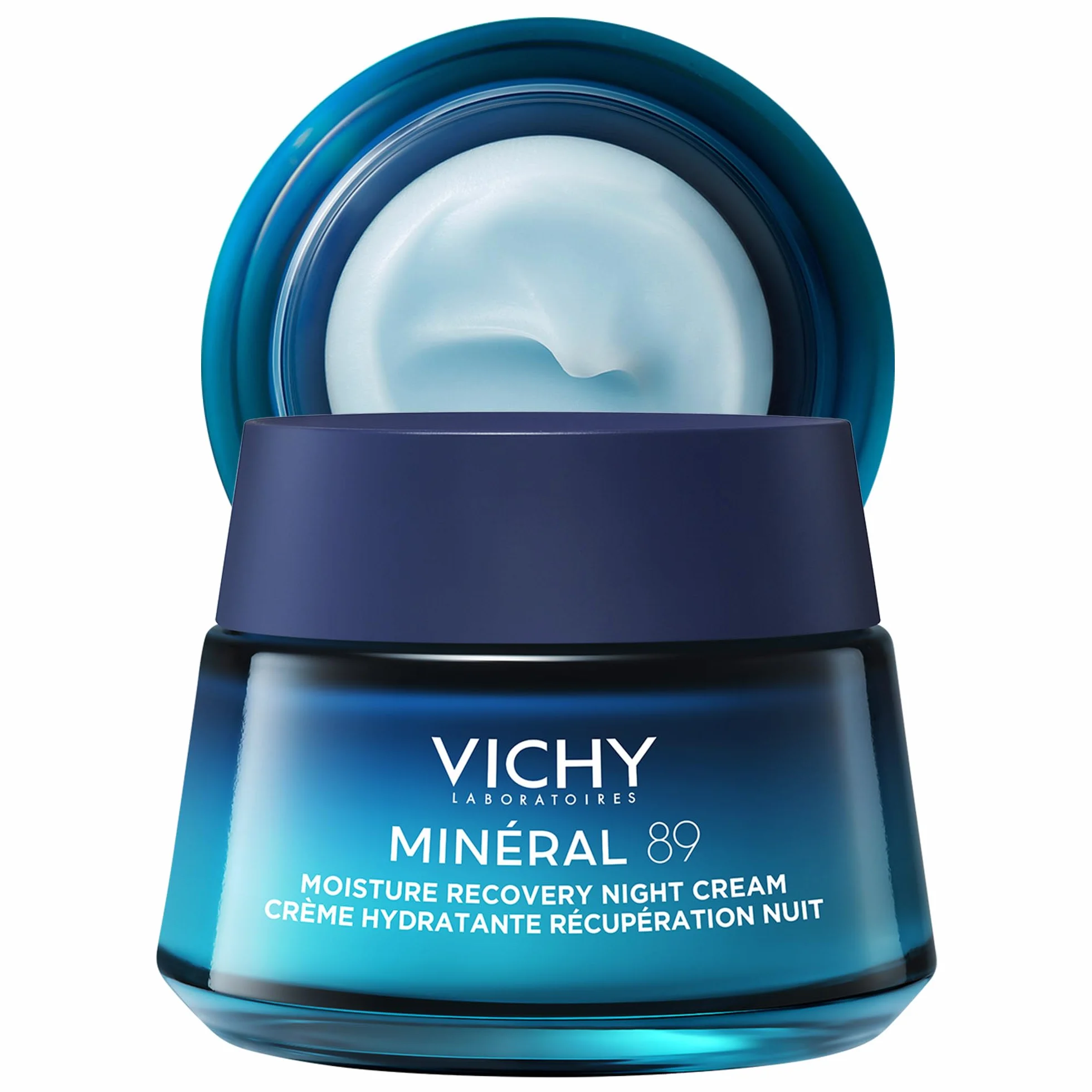 Vichy, Minéral 89, Crème Hydratante Récupération Nuit, Pour une Peau Hydratée, Repulpée et Éclatante. Acide Hyaluronique + Minéraux + Vitamine B3 & E, 50 ml