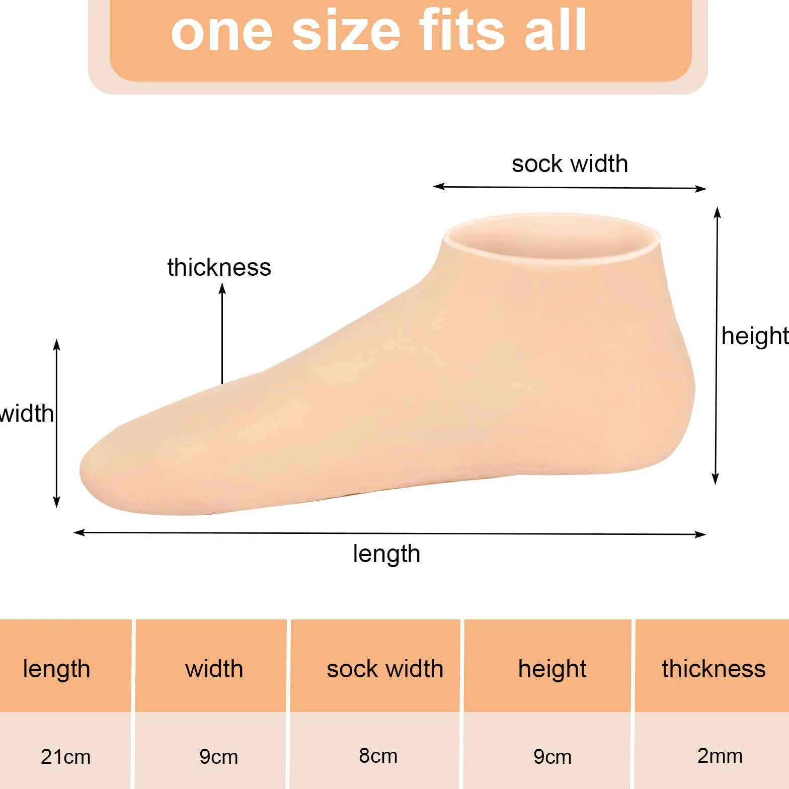 Chaussettes Hydratantes Pieds Secs Antidérapant Silicone Crevassés Peau Rugueuse Spa Beige