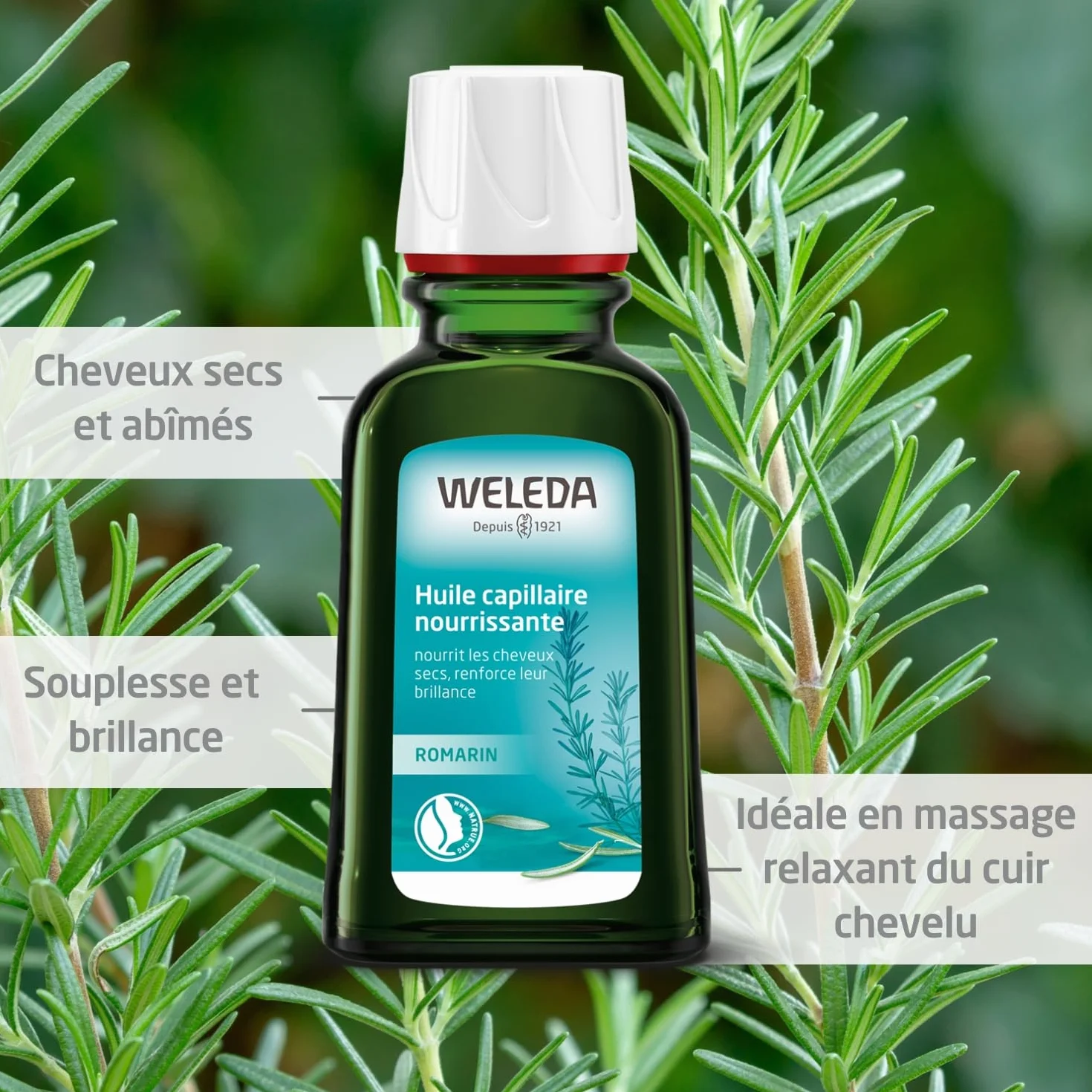 WELEDA Huile capillaire nourrissante cheveux abîmés secs NATRUE Bio Vegan 50ml