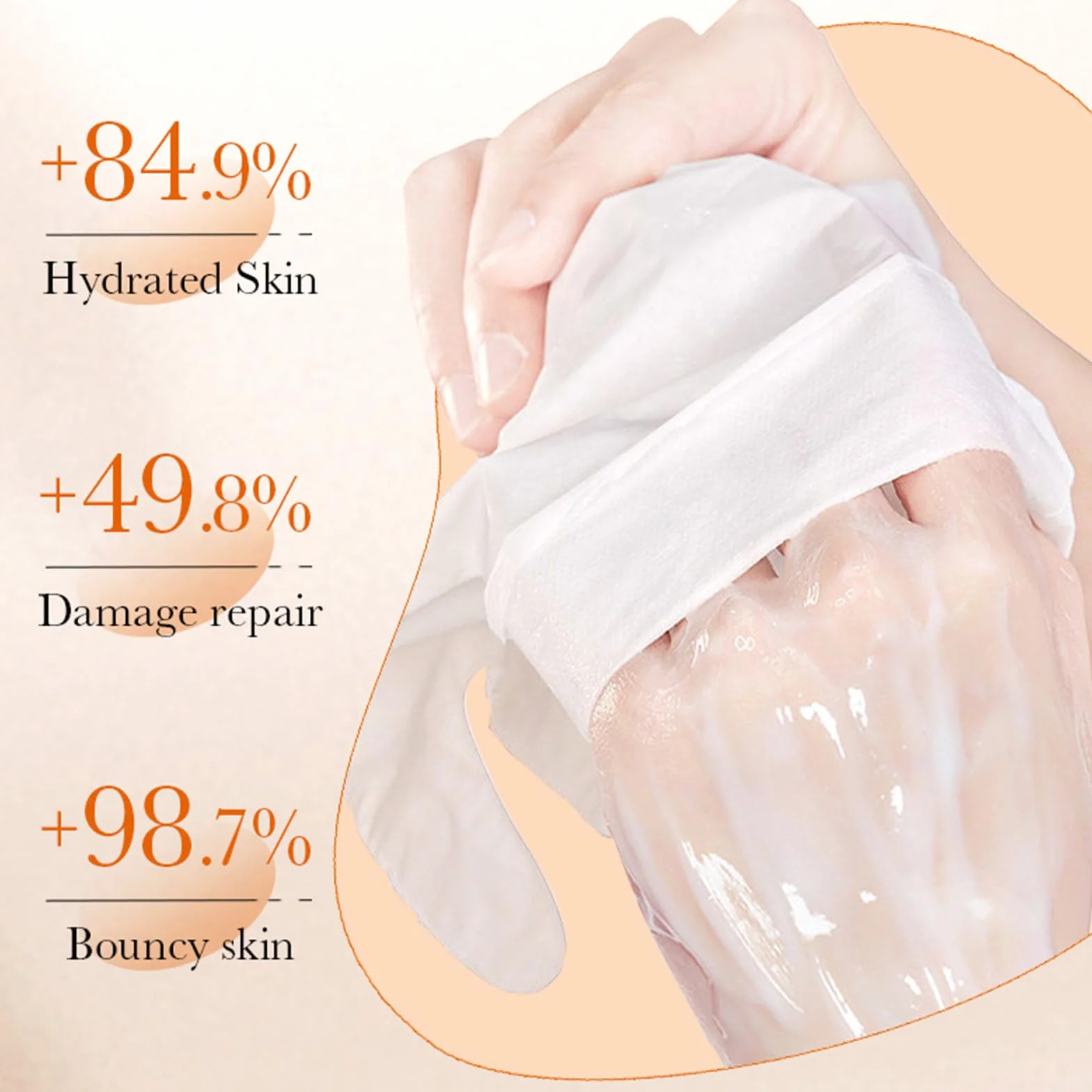 Masque Nourrissant pour les Mains à la Papaye, Hand Mask, Gants Hydratants pour Mains Sèches et Gercées