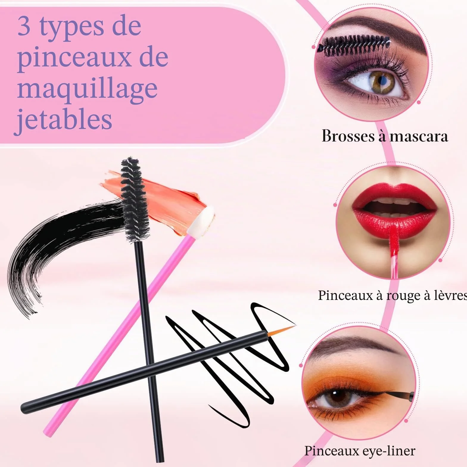 248 pièces kit d'application de maquillage jetable pinceaux eyeliner houppettes triangulaires