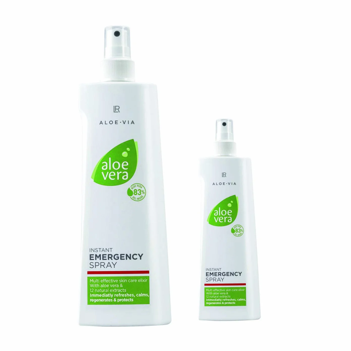 LR Aloe Via Spray d'urgence pour la peau à l'aloe vera 400 ml plus 150 ml pour les déplacements