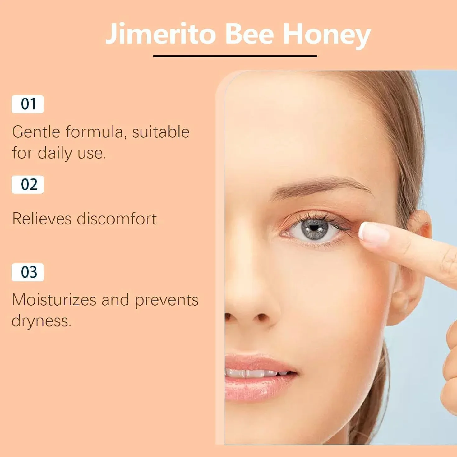 Miel Jimerito Gouttes pour Les Yeux, 3 Pièces, Miel D'abeille Sans Dard, Soulage Fatigue et Sécheresse Oculaires