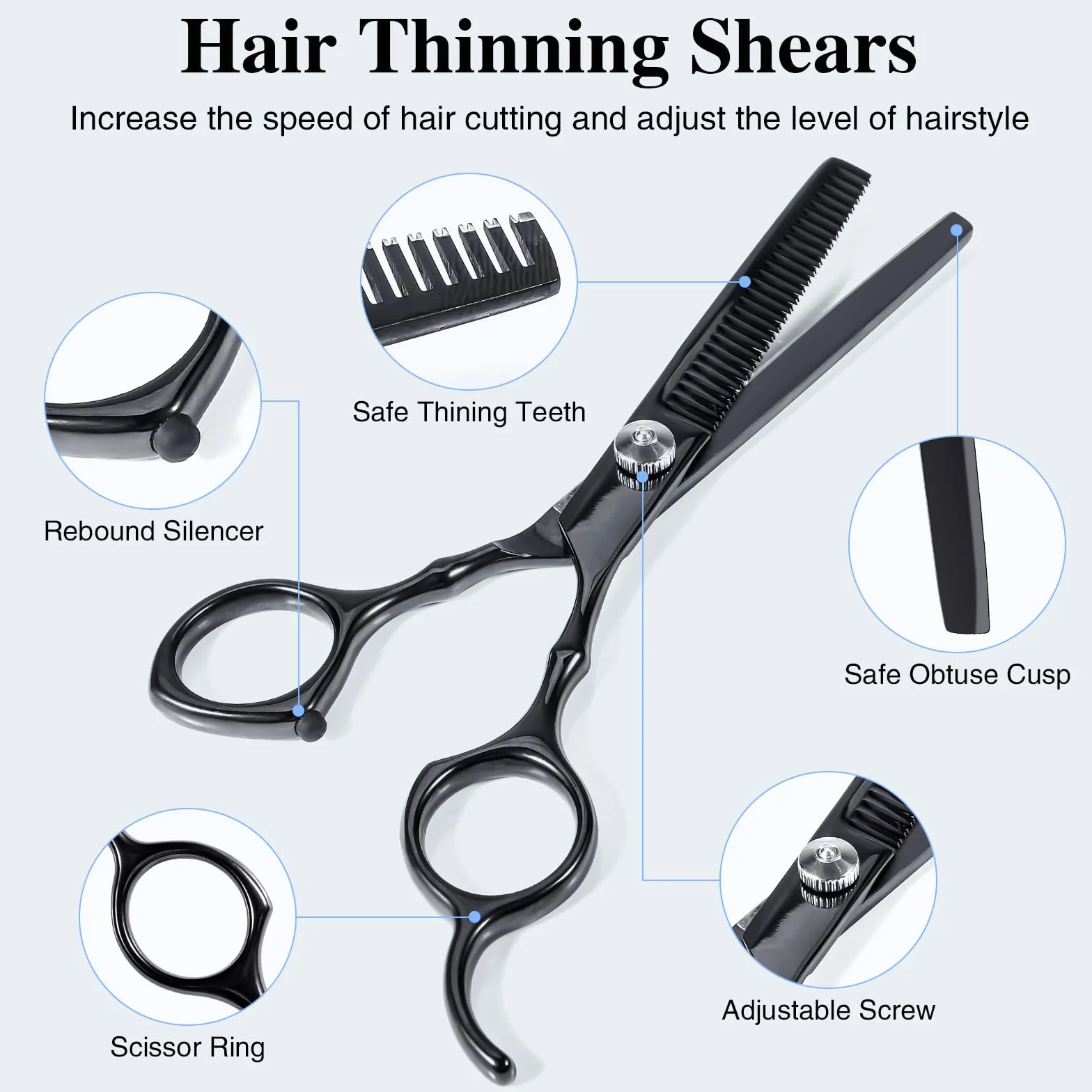 Ciseaux Coiffure 3Pcs Kit Coupe Cheveux Professionnel Effileur 6,7 Pouces