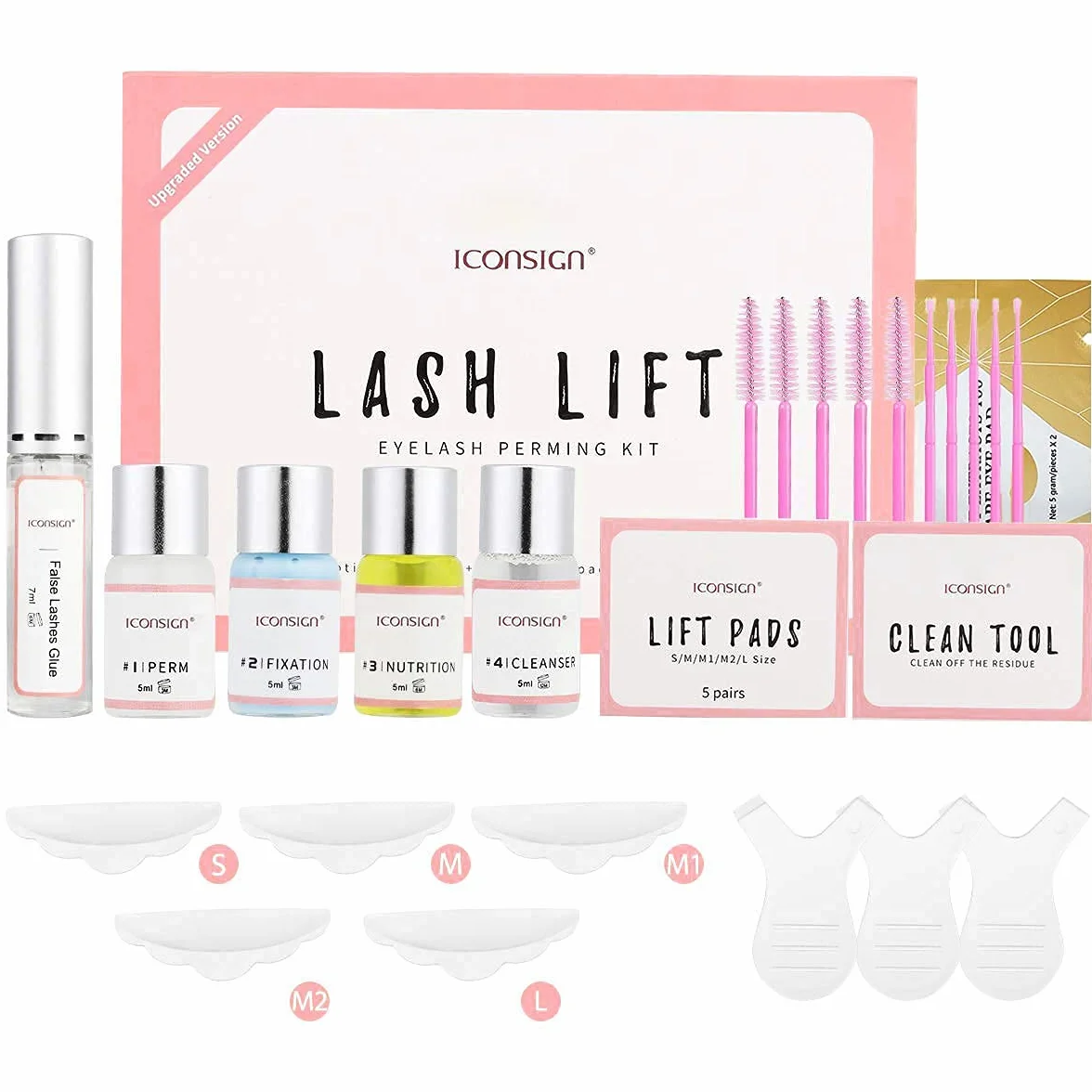 ICONSIGN Kit de Rehaussement de Cils Amélioré 2025, Kit Professionnel Semi-Permanent de Cils à Friser Adapté Pour un Usage en Salon et à La Maison