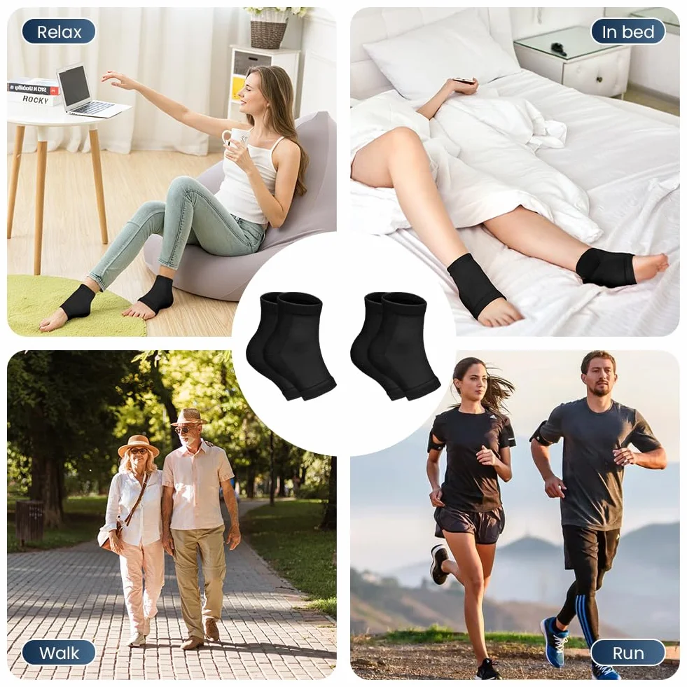 AOOWU Chaussettes Hydratantes Pour Talons, 4 Paires Talon En Gel Ventilé à Bout Ouvert Silicone Souple Pour Pieds Secs