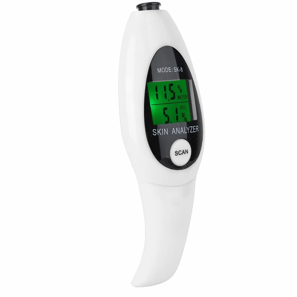 Analyseur de peau avec affichage numérique à cristaux liquides, moniteur d'humidité de la peau de l'analyseur de peau pour soins de la peau, appareil de mesure facial sensible sensible(blanc)