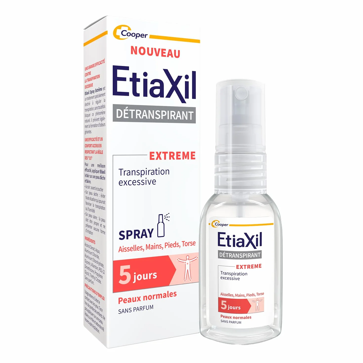 Etiaxil Spray Déodorant Détranspirant 30ml Aisselles Mains Pieds Torse