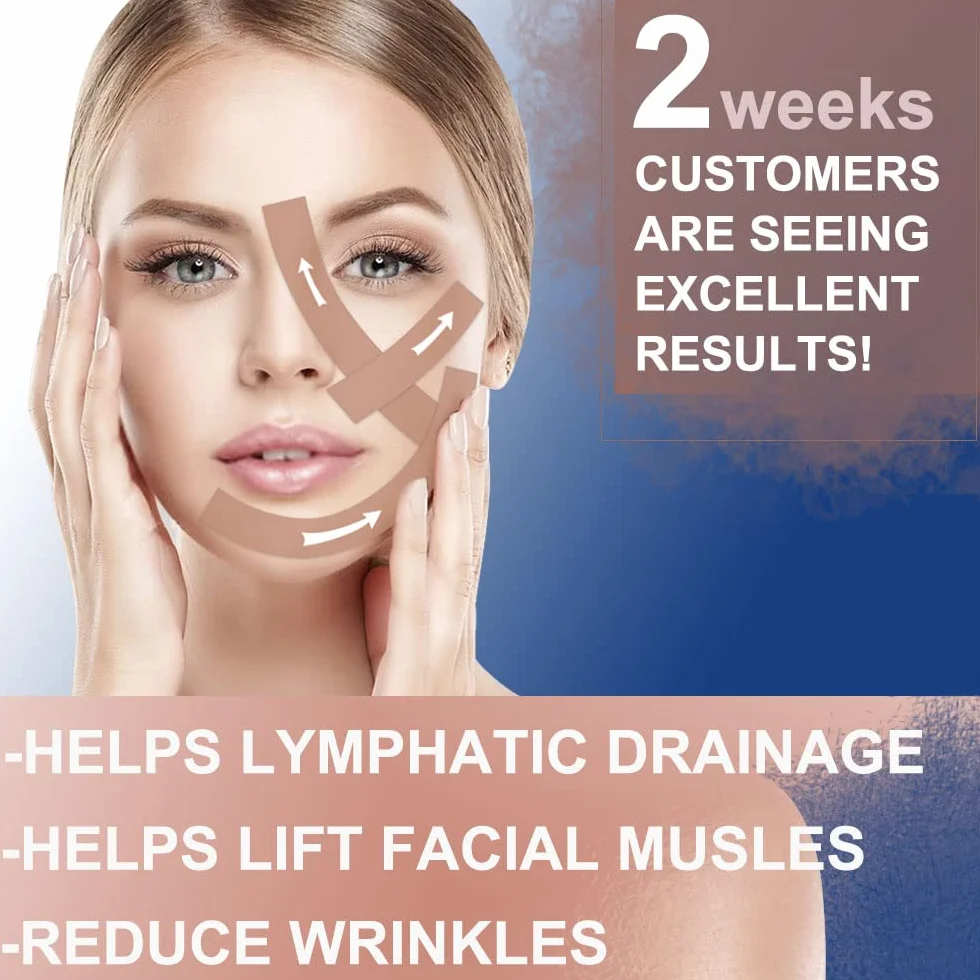 Akissos Face Tape Bande de Kinesiologie Visage Lift Anti Wrinkle Patches Neck Tape 2.5cm*5m