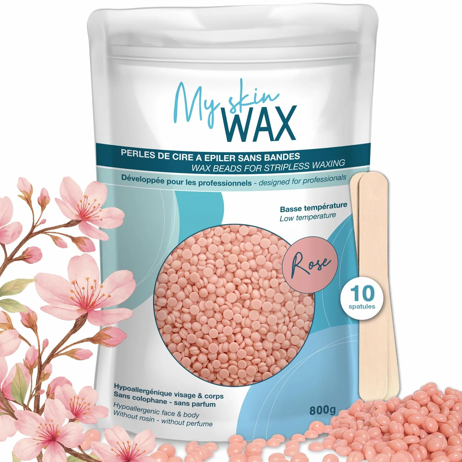 Perles de Cire à épiler sans Bande 800g Hypoallergénique Pelable Visage Bikini