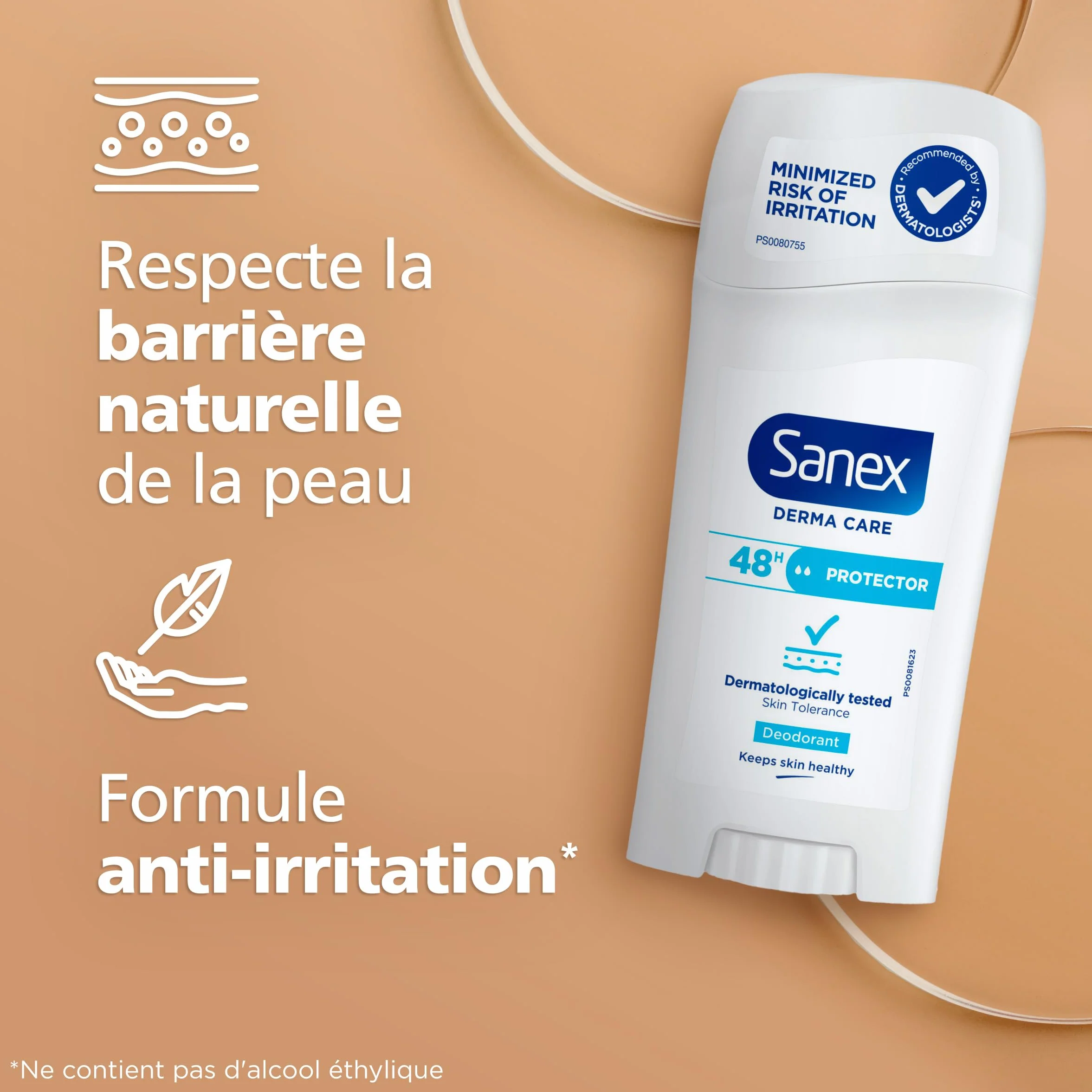SANEX Derma Care Protector Déodorant Stick 65ml fraîcheur longue durée contre la transpiration